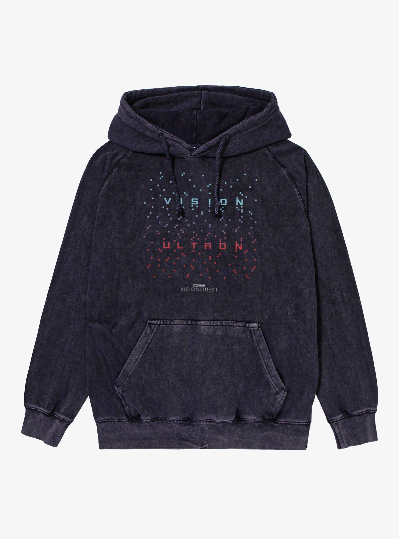 Marvel VisionQuest Ultron To Vision Pixel Data Mineral Wash Hoodie