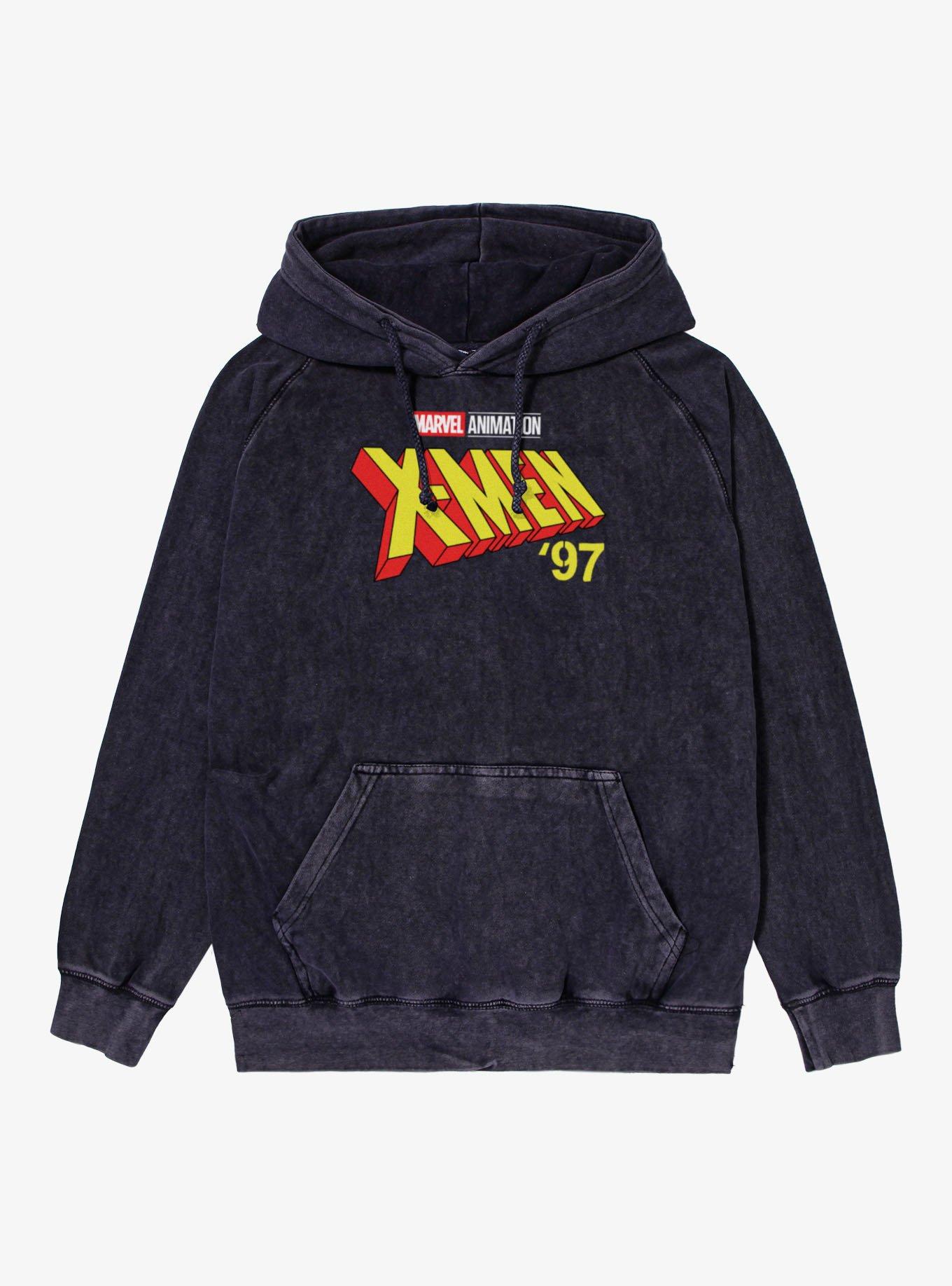 Marvel X-men 97 Logo Full Color Yellow Mineral Wash Hoodie