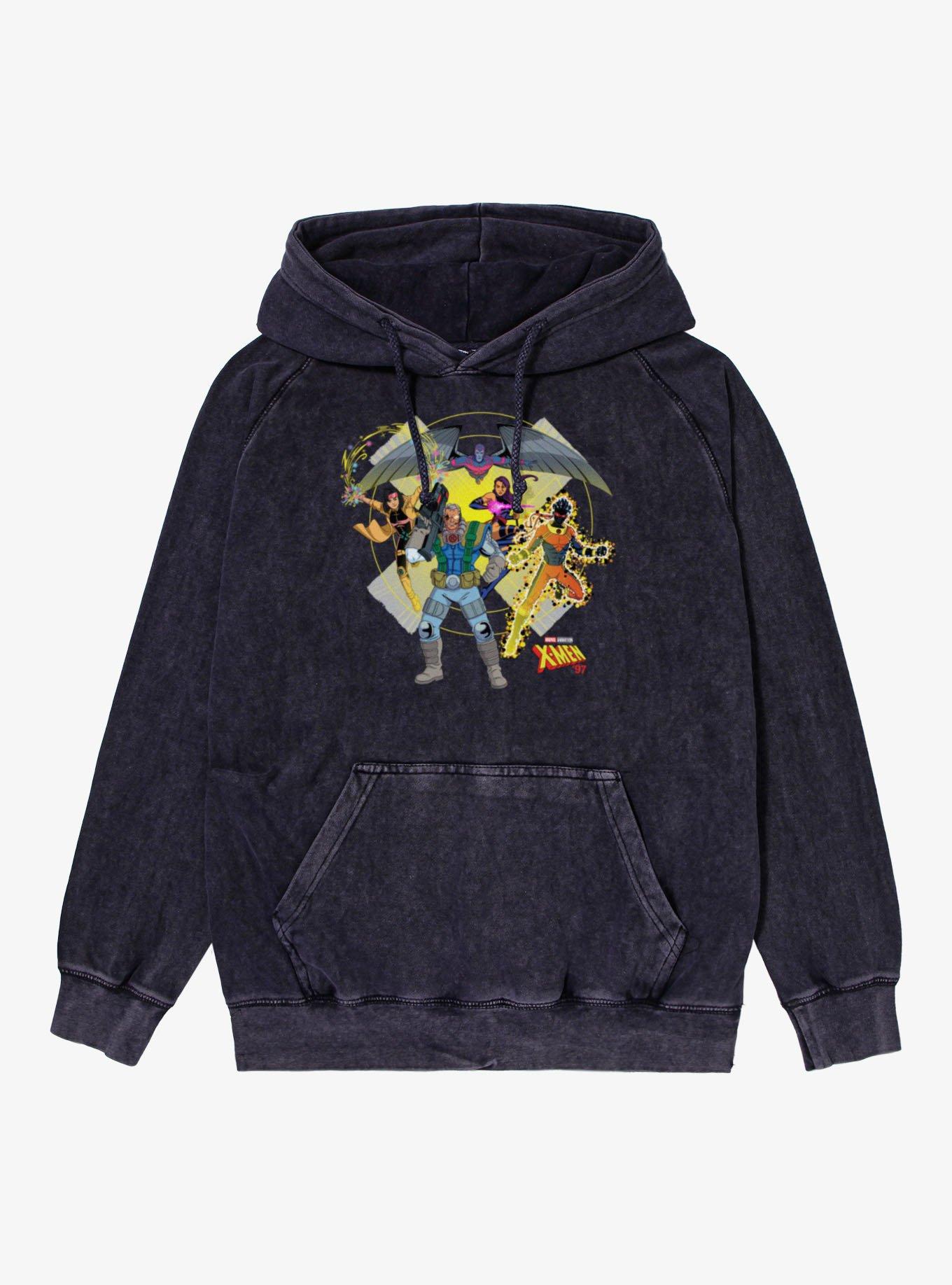 Marvel X-men 97 Burst Icon With Cable Jubilee And More Mineral Wash Hoodie
