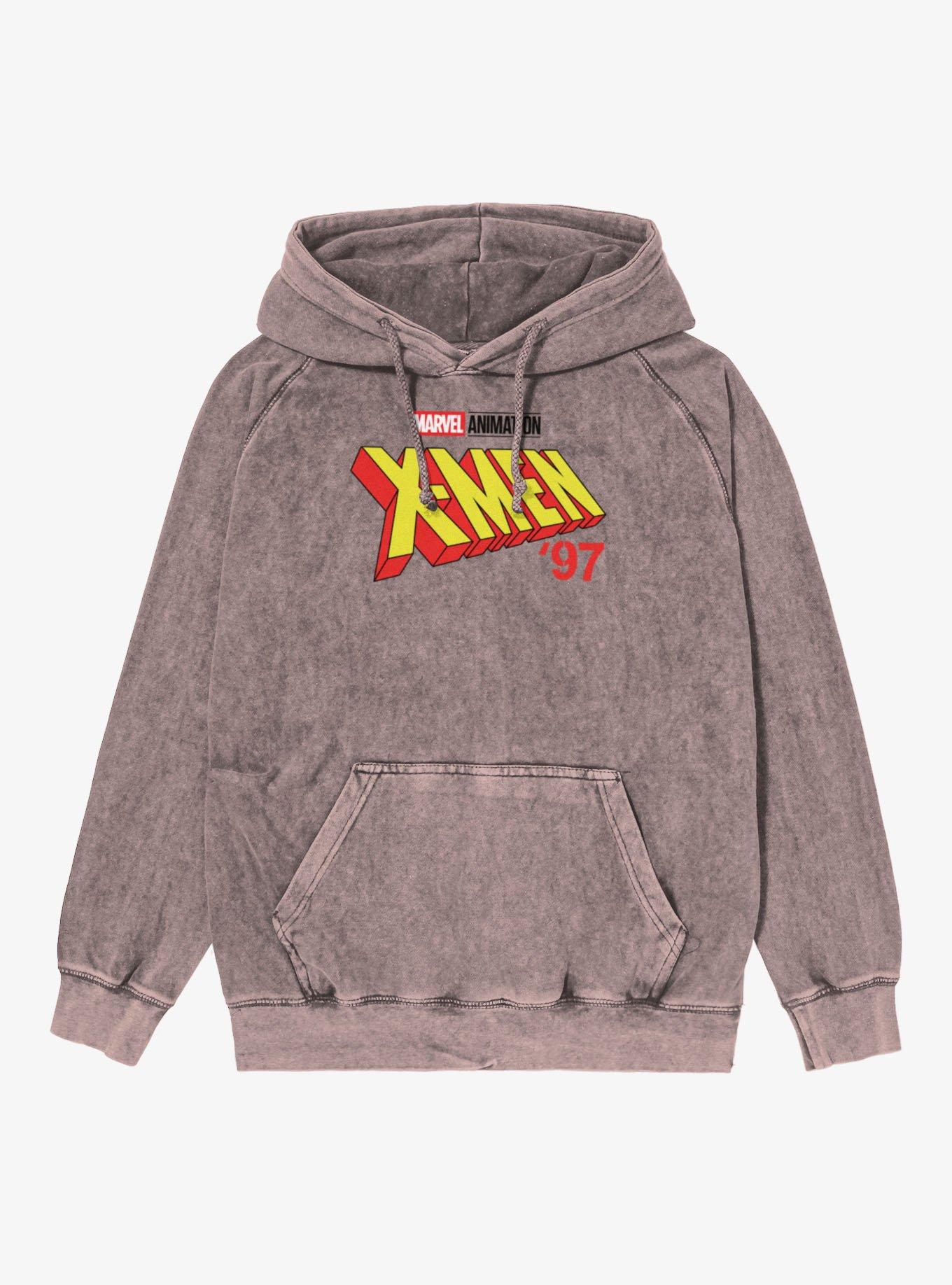 Marvel X-men 97 Logo Full Color Red Mineral Wash Hoodie
