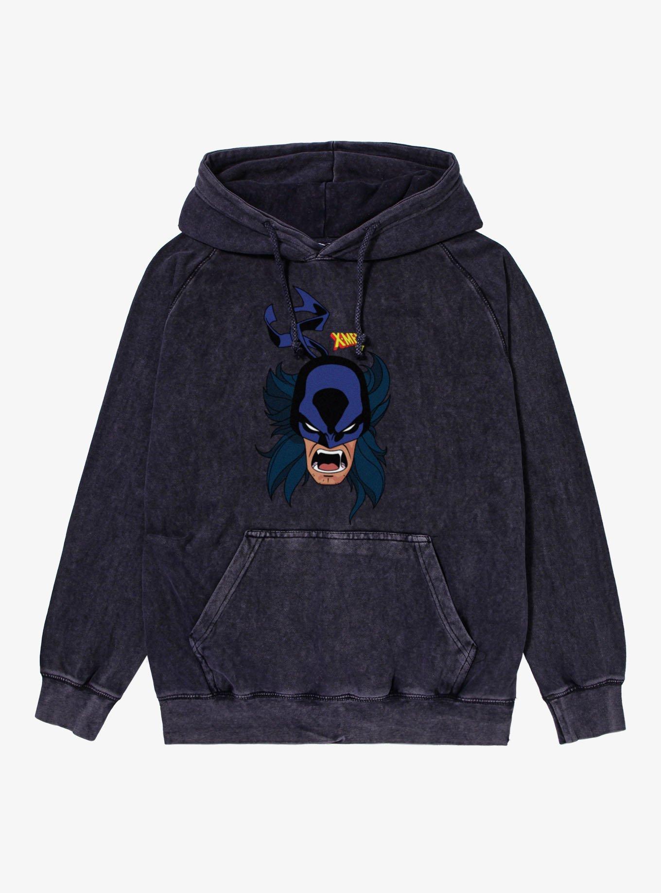 Marvel X-men 97 Big Face Feral Wolverine Mineral Wash Hoodie