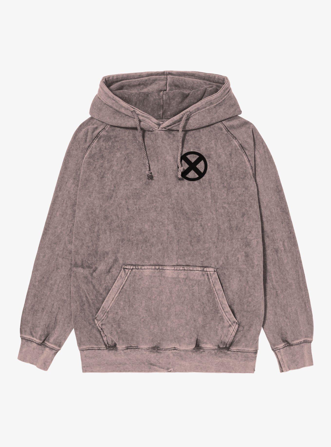 Marvel X-men 97 Icon Black Left Chest Mineral Wash Hoodie