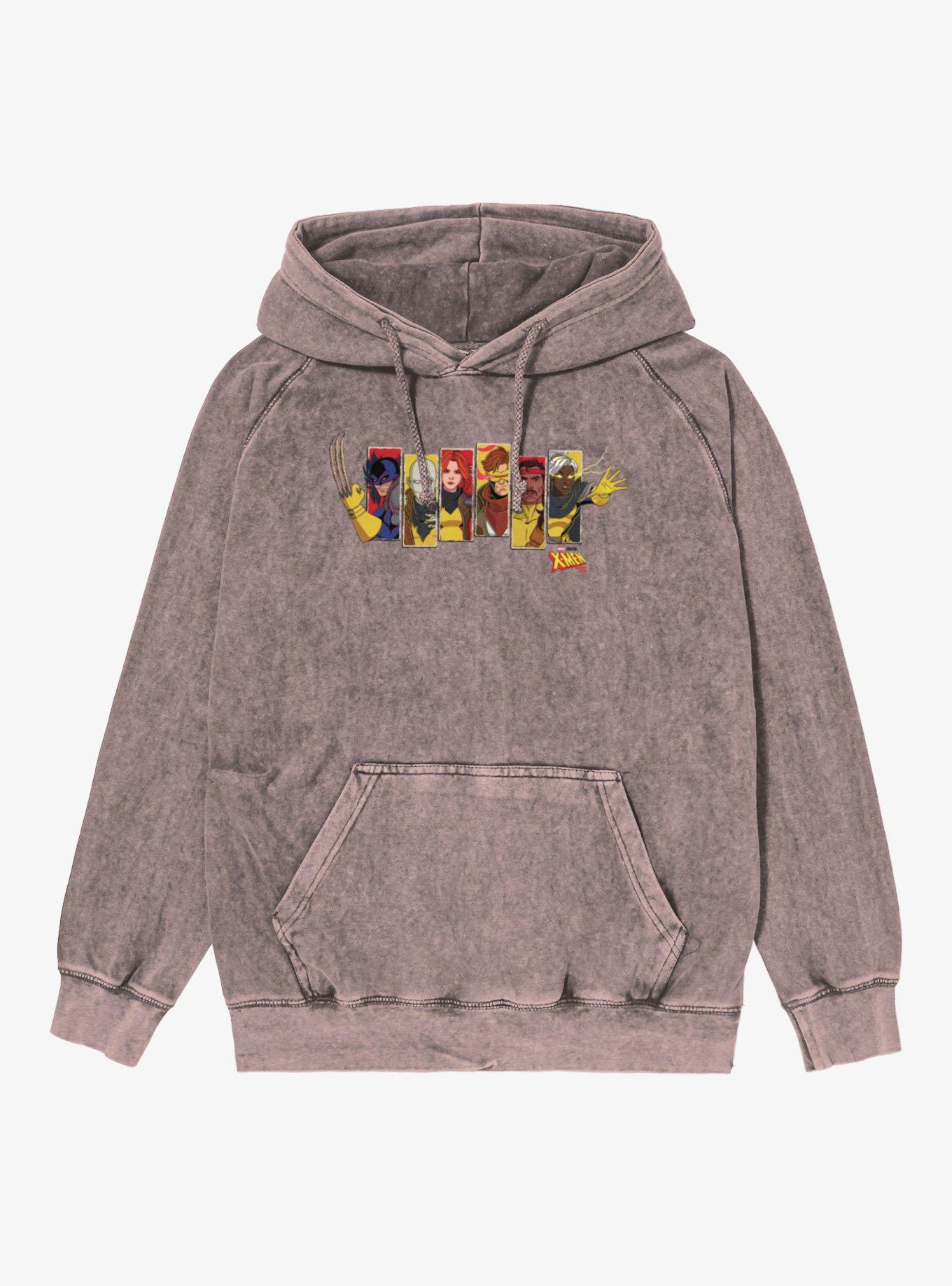 Marvel X-men 97 Character Panel Arms Extended Mineral Wash Hoodie