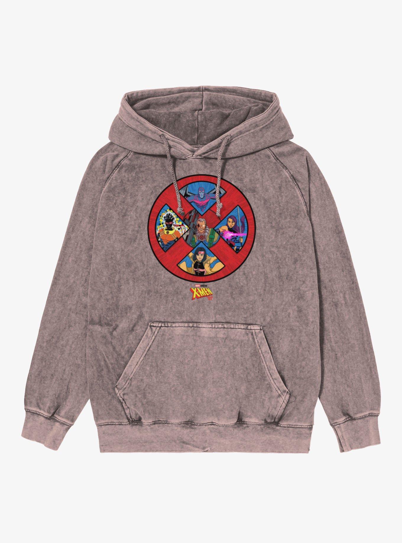 Marvel X-men 97 Red Icon With Cable Mineral Wash Hoodie