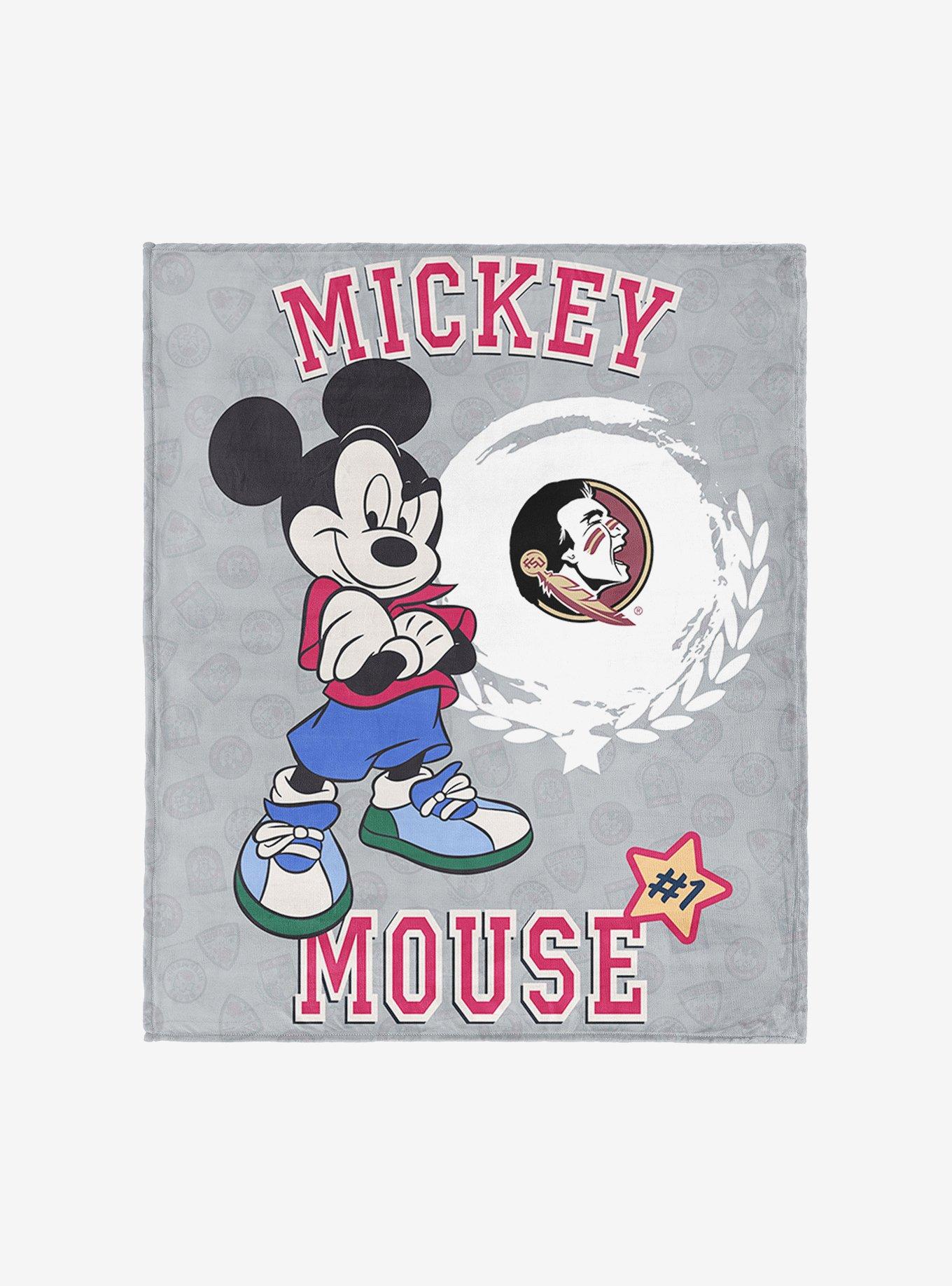 NCAA Florida State University Disney Mickey Mouse Baller Grey Silk Touch Throw Blanket