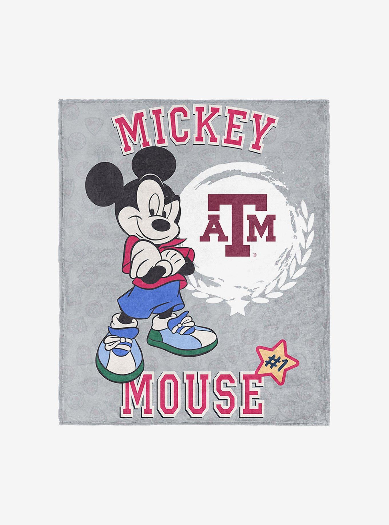 NCAA Texas A&M University Disney Mickey Mouse Baller Grey Silk Touch Throw Blanket