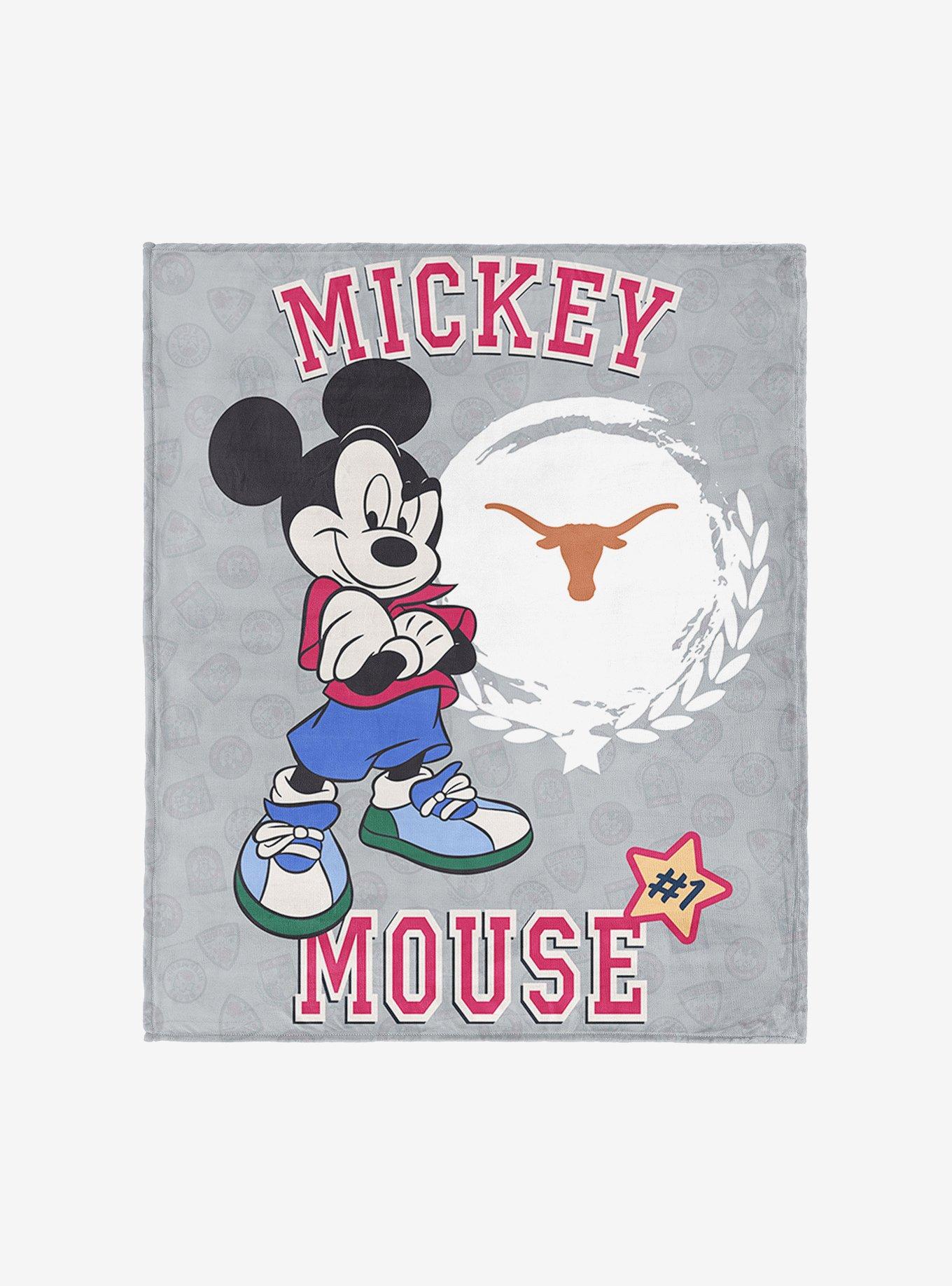 NCAA University of Texas Disney Mickey Mouse Baller Grey Silk Touch Throw Blanket