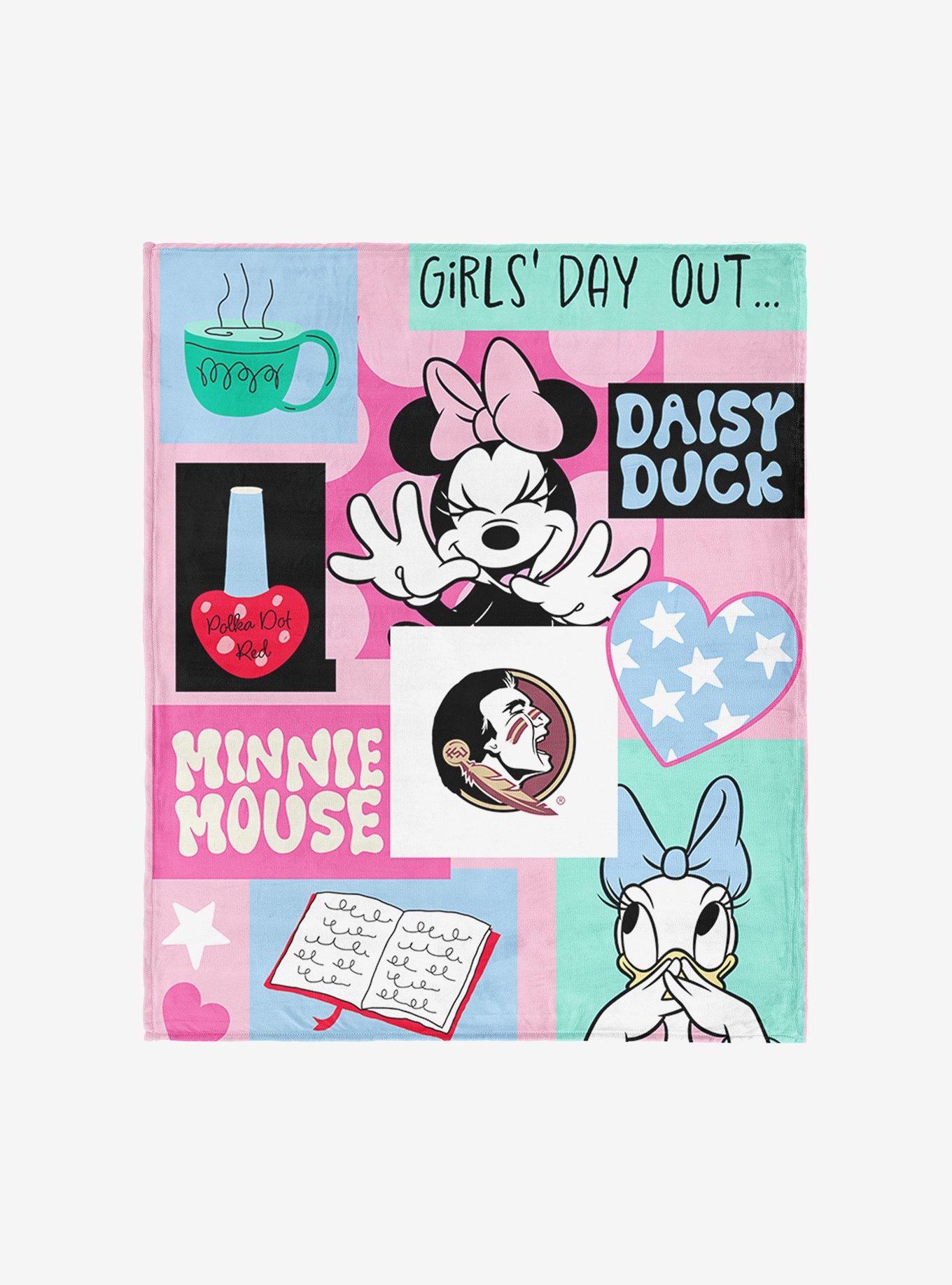 NCAA Florida State University Disney Minnie Mouse Checker Floral Pink Silk Touch Throw Blanket