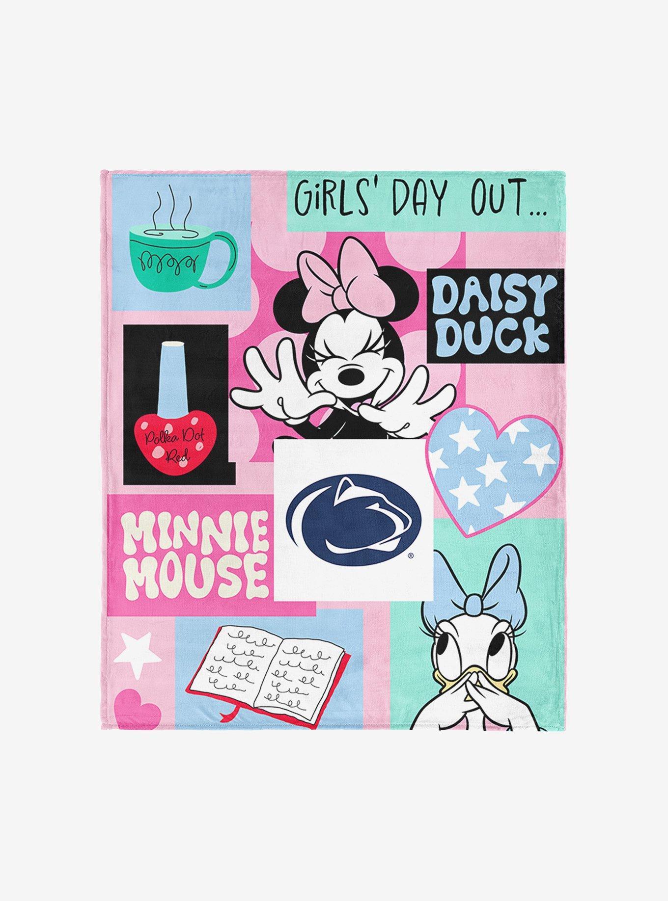 NCAA Penn State University Disney Minnie Mouse Checker Floral Pink Silk Touch Throw Blanket
