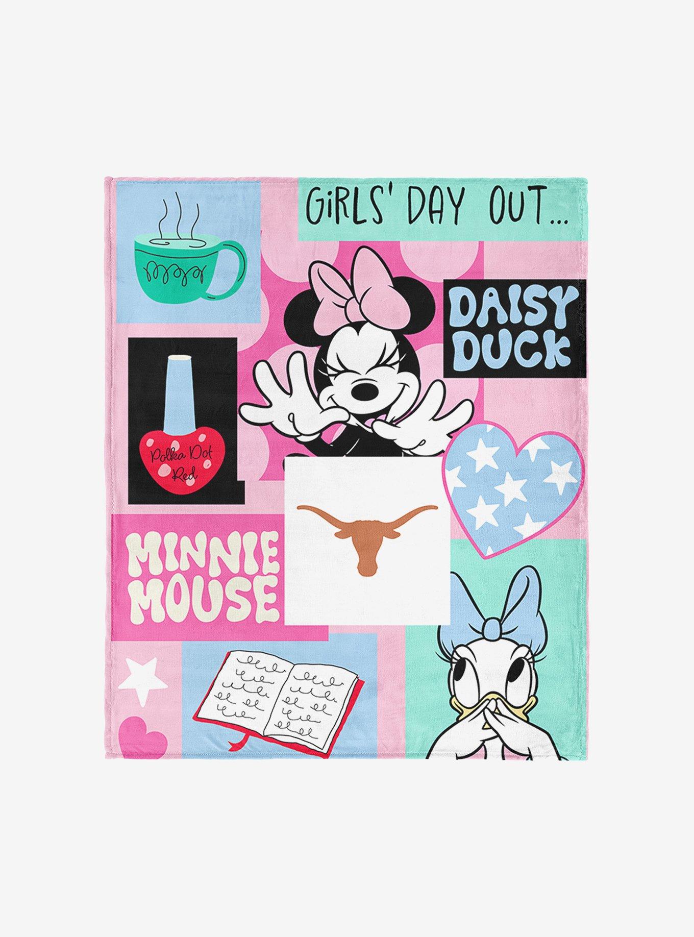 NCAA University of Texas Disney Minnie Mouse Checker Floral Pink Silk Touch Throw Blanket
