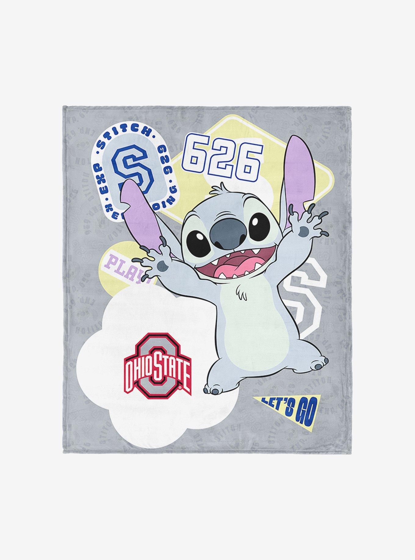 NCAA Ohio State University Disney Lilo & Stitch Stickers Grey Silk Touch Throw Blanket