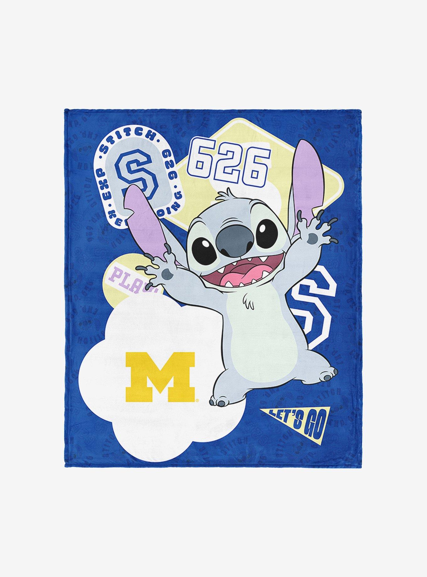 NCAA University of Michigan Disney Lilo & Stitch Stickers Royal Silk Touch Throw Blanket