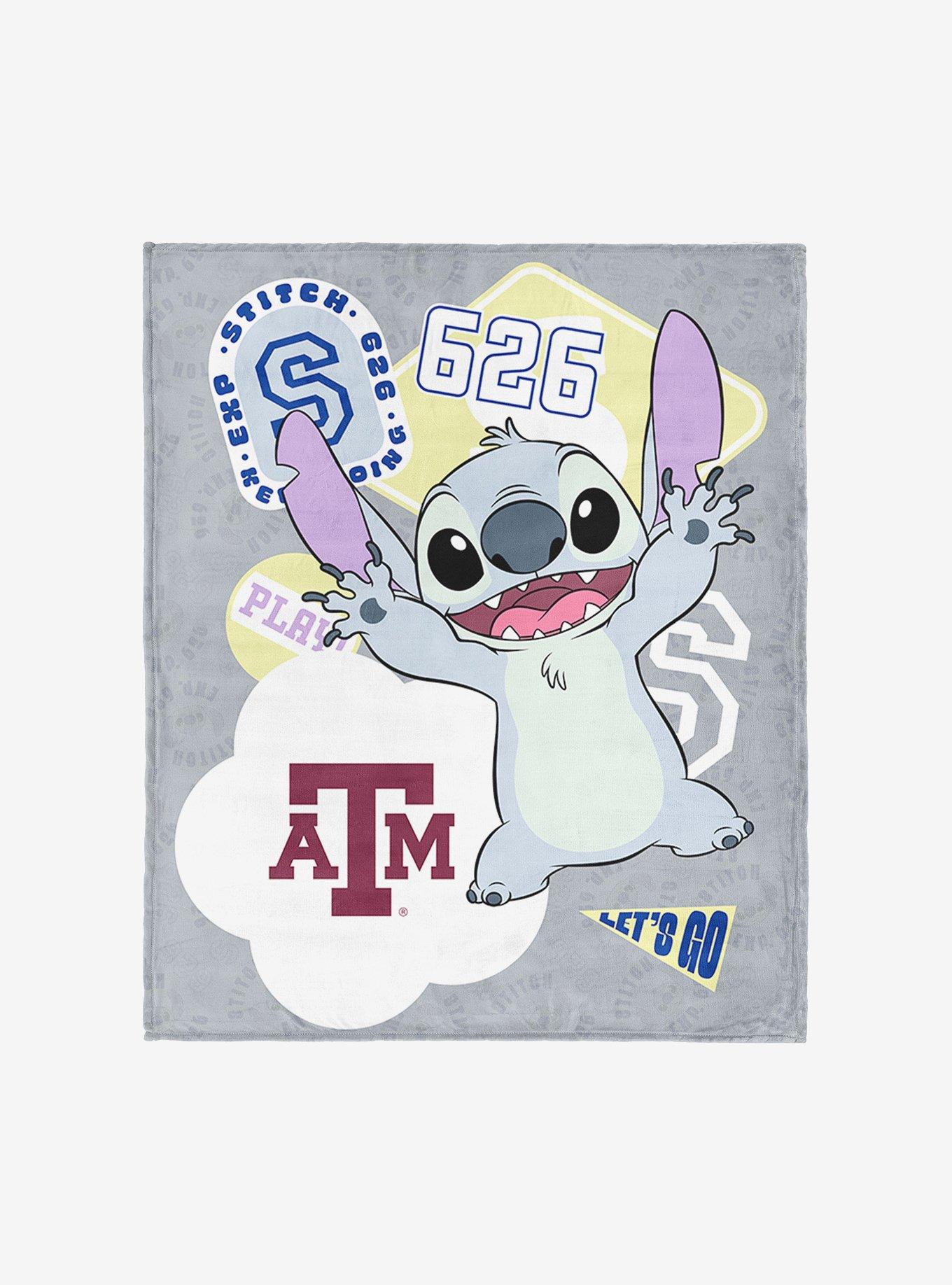 NCAA Texas A&M University Disney Lilo & Stitch Stickers Grey Silk Touch Throw Blanket