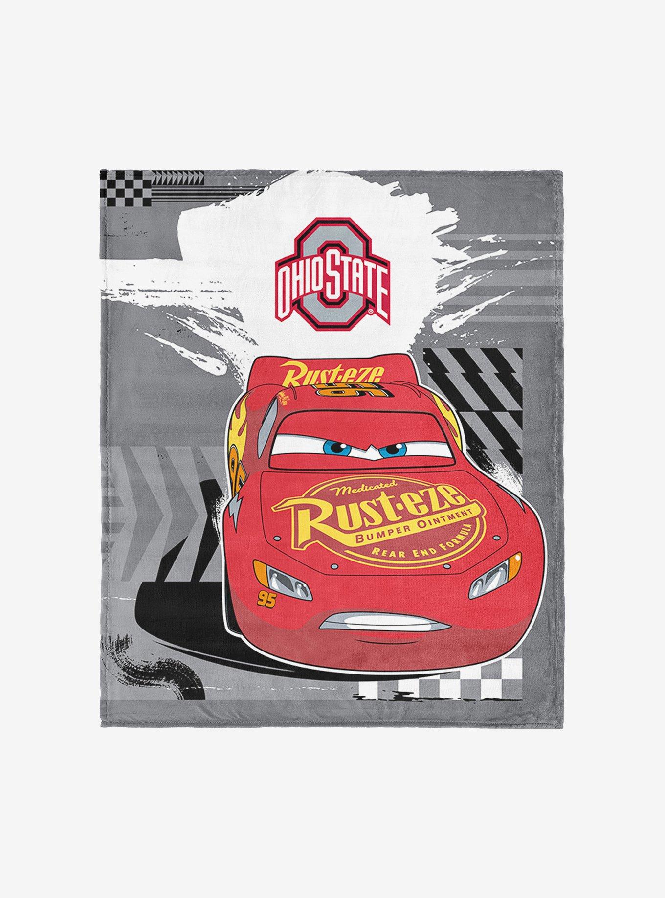 NCAA Ohio State University Disney Cars Lap Time Grey Silk Touch Throw Blanket