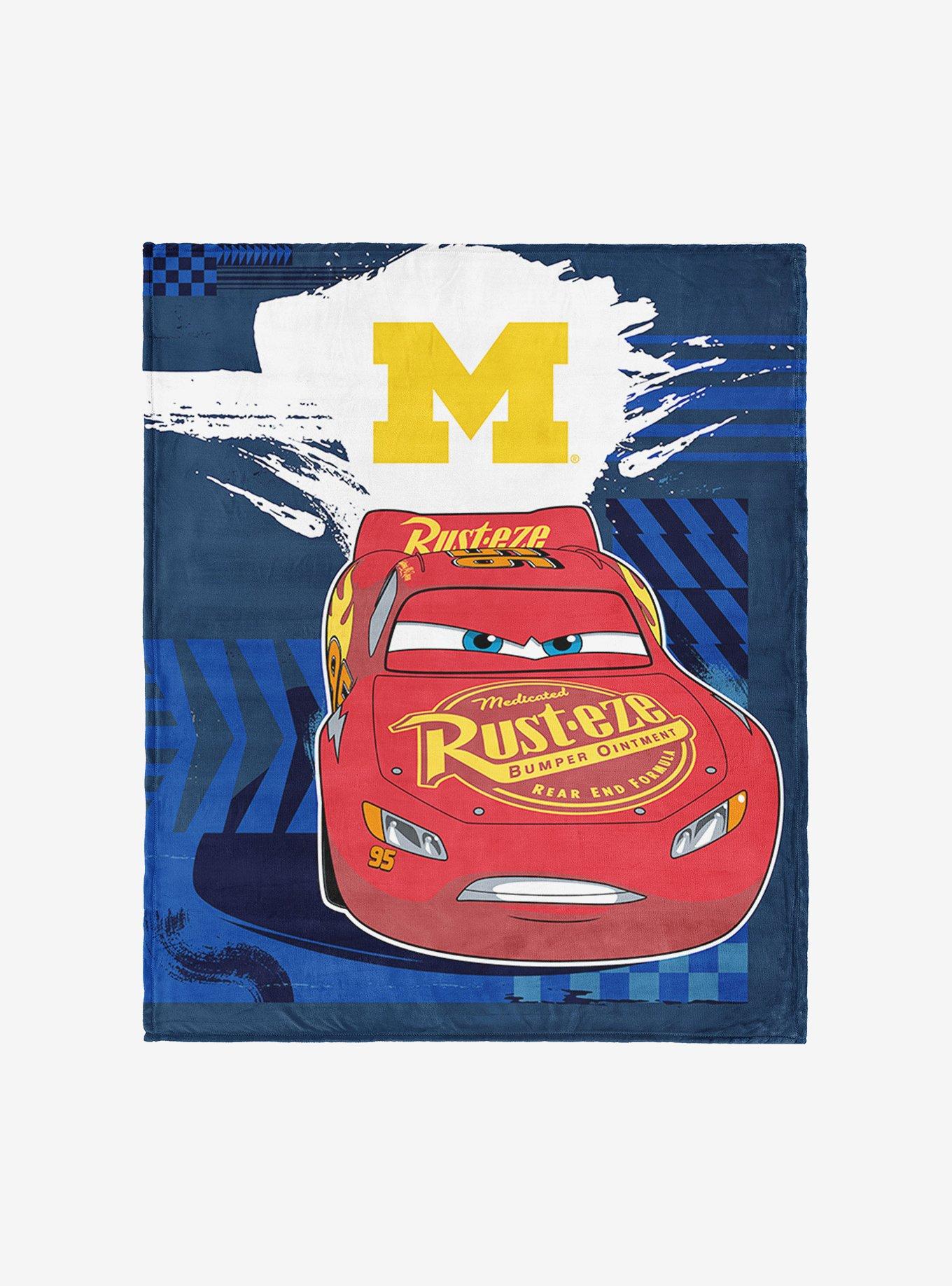NCAA University of Michigan Disney Cars Lap Time Navy Silk Touch Throw Blanket
