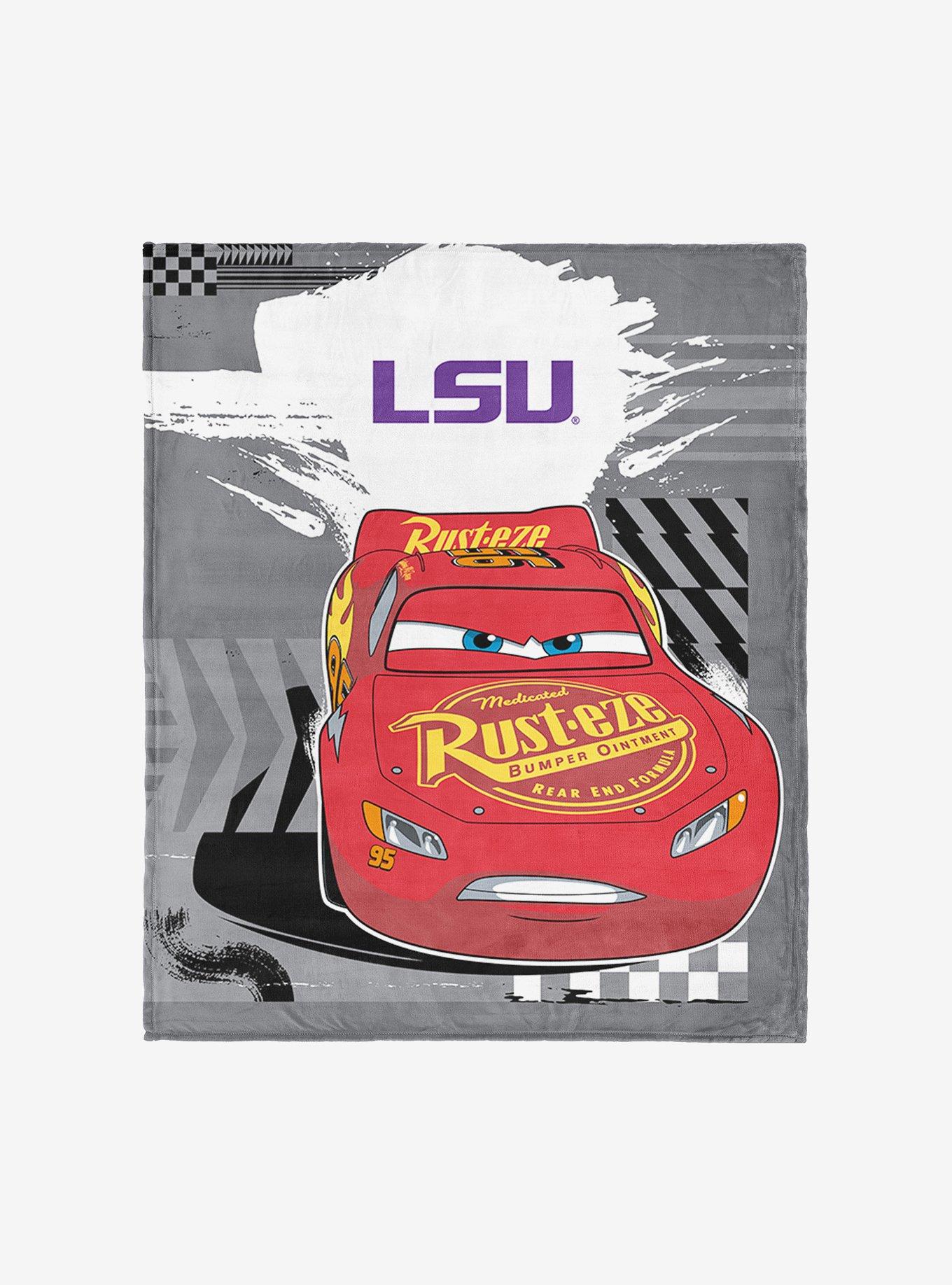 NCAA Louisiana State University Disney Cars Lap Time Grey Silk Touch Throw Blanket