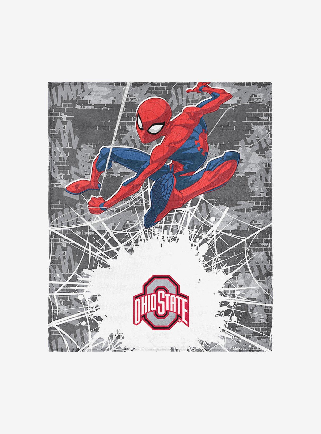 NCAA Ohio State University Marvel Spider Man Web Sling Grey Silk Touch Throw Blanket