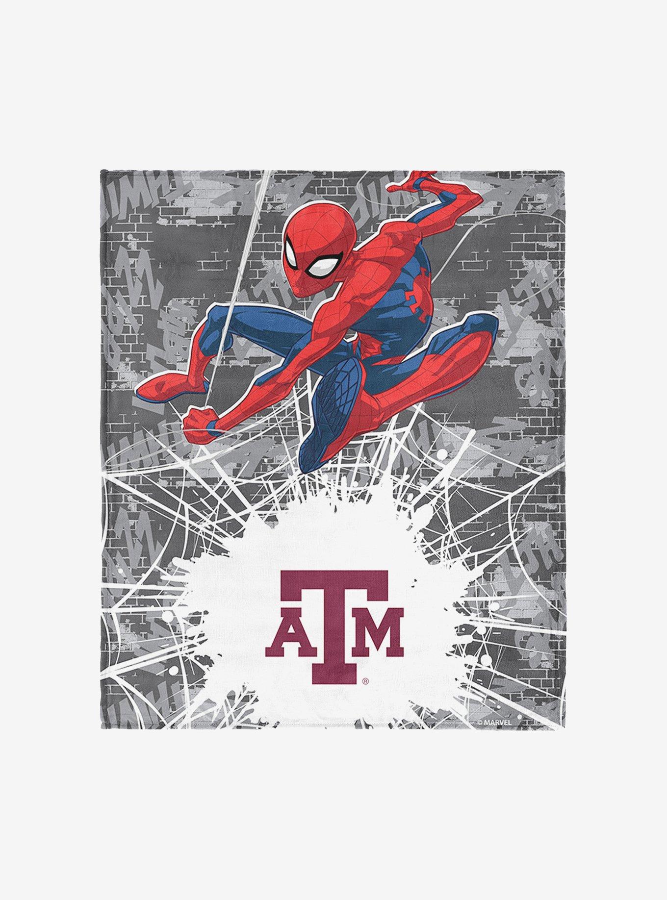 NCAA Texas A&M University Marvel Spider Man Web Sling Grey Silk Touch Throw Blanket