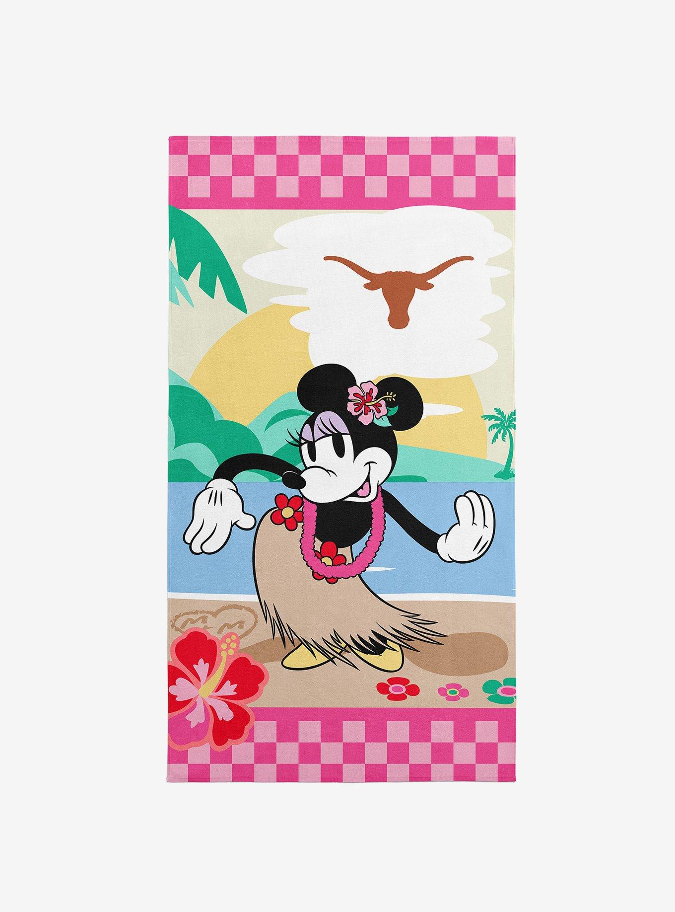 NCAA University of Texas Disney Minnie Mouse Beachy Check Pink Microfiber Beach Towel