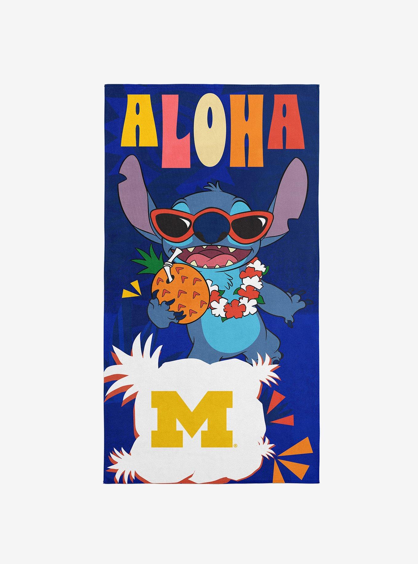 NCAA University of Michigan Disney Lilo & Stitch Tropic Royal Microfiber Beach Towel