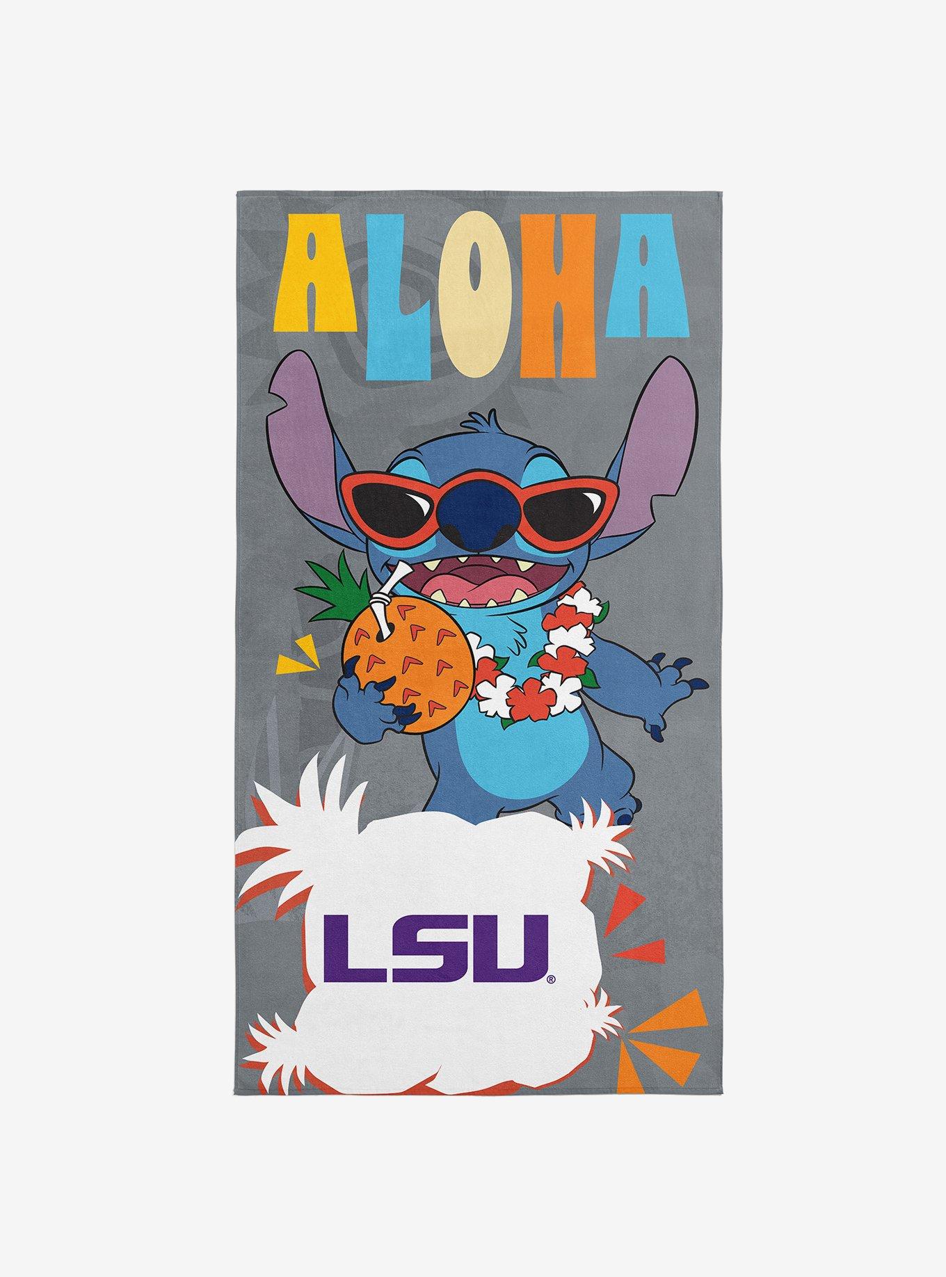 NCAA Louisiana State University Disney Lilo & Stitch Tropic Grey Microfiber Beach Towel