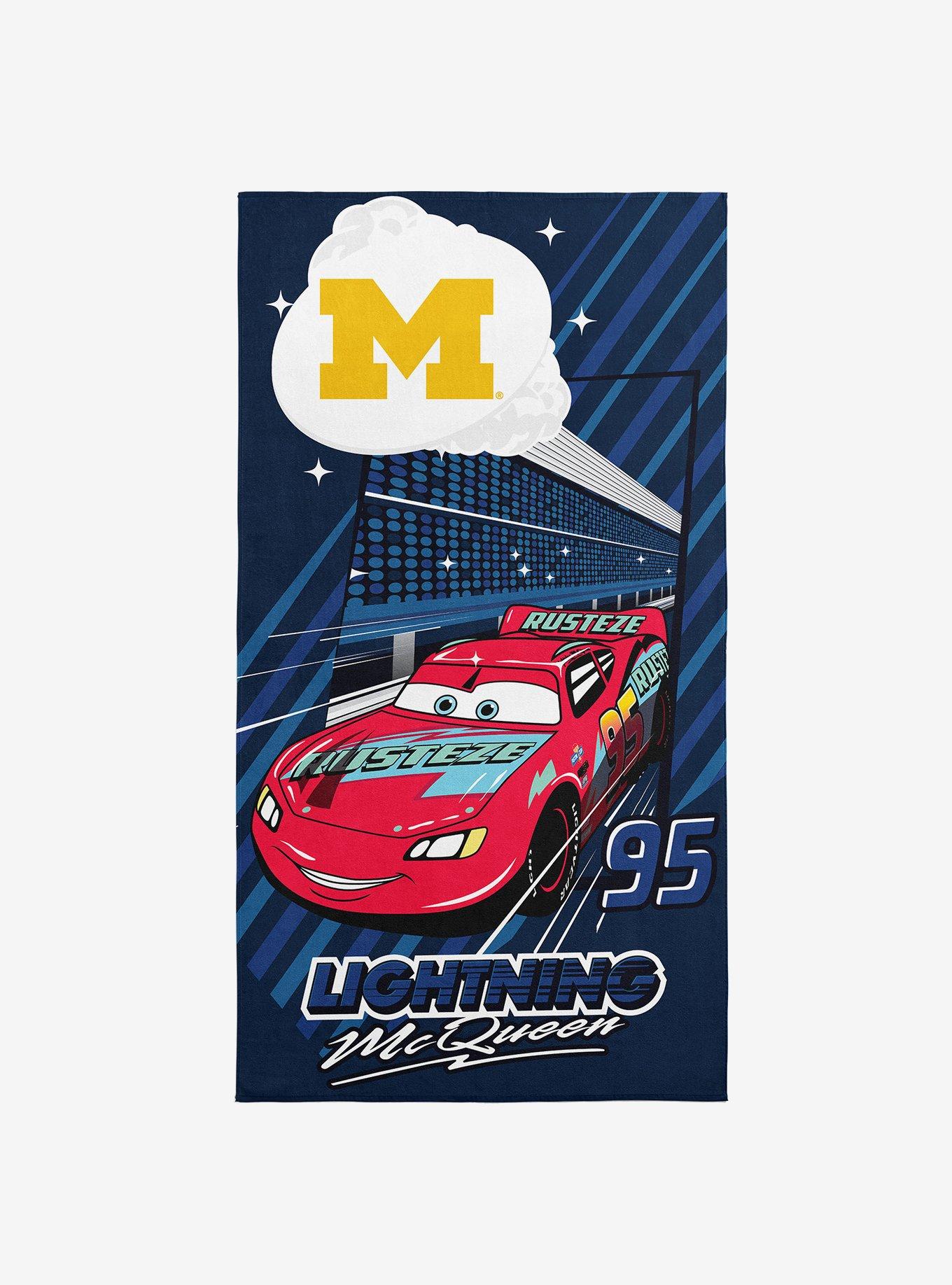 NCAA University of Michigan Disney Cars Speedline Navy Microfiber Beach Towel