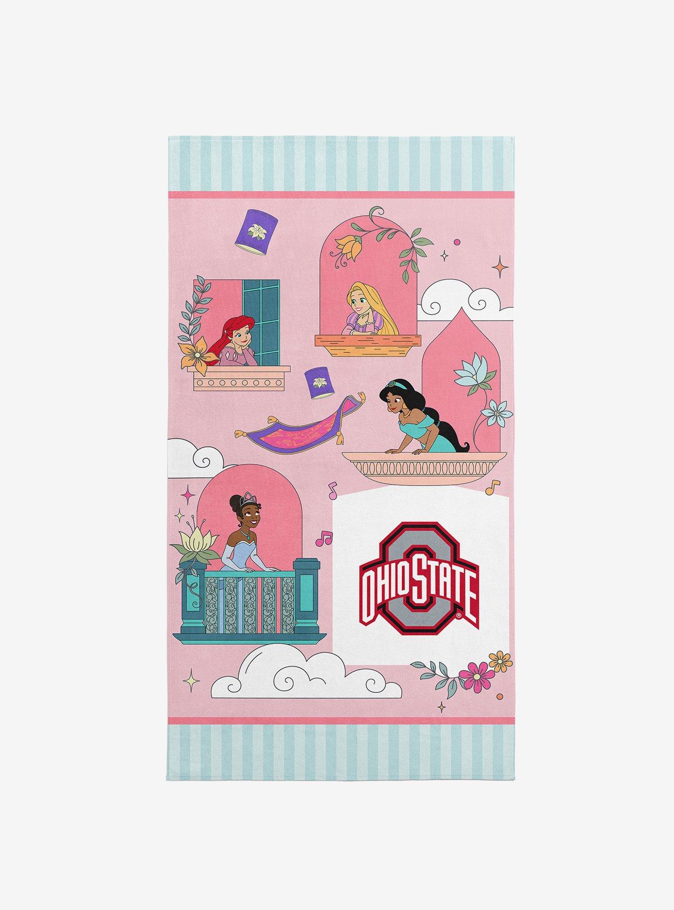 NCAA Ohio State University Disney Princesses Window Scene Pink Microfiber Beach Towel