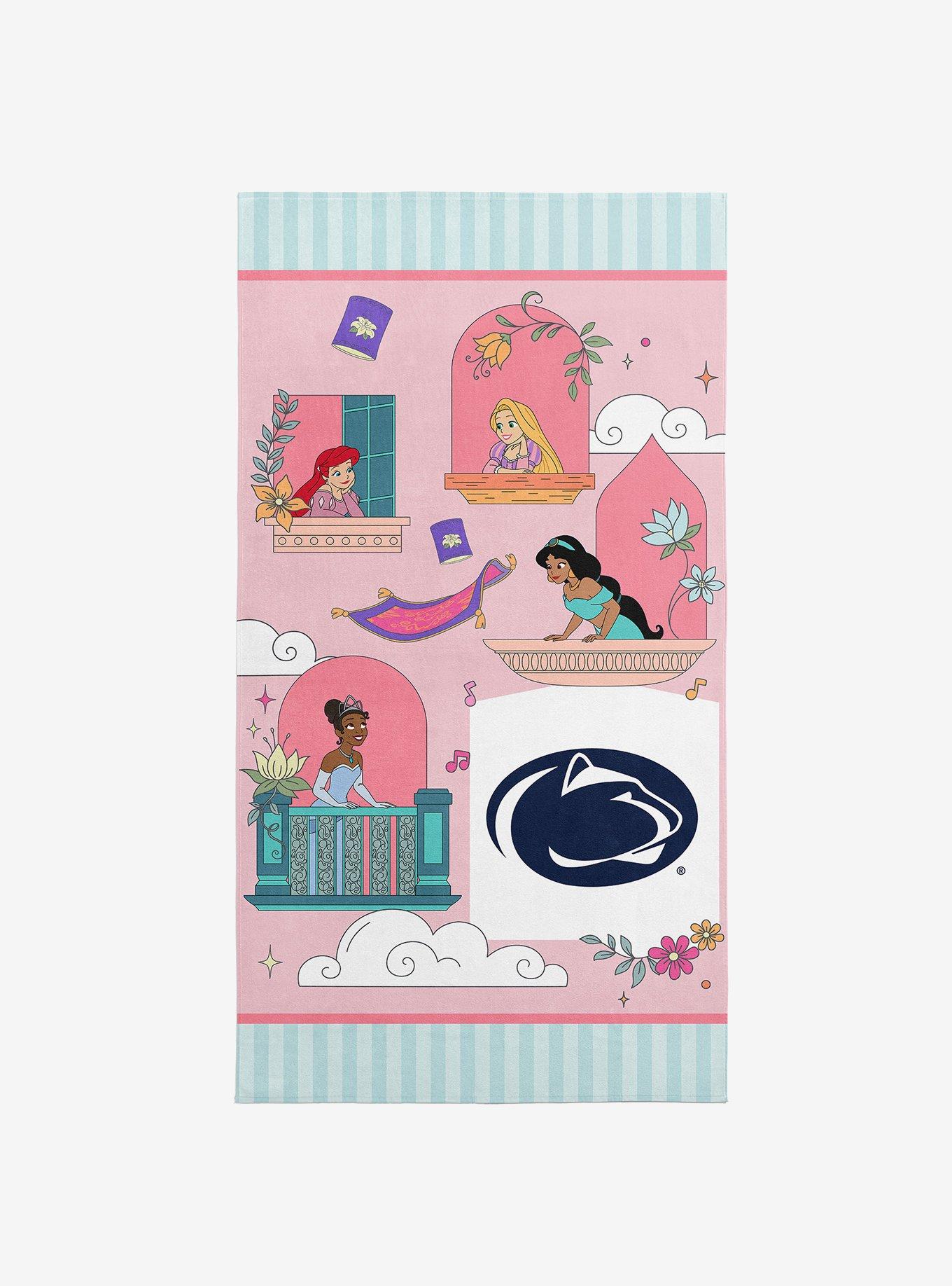 NCAA Penn State University Disney Princesses Window Scene Pink Microfiber Beach Towel