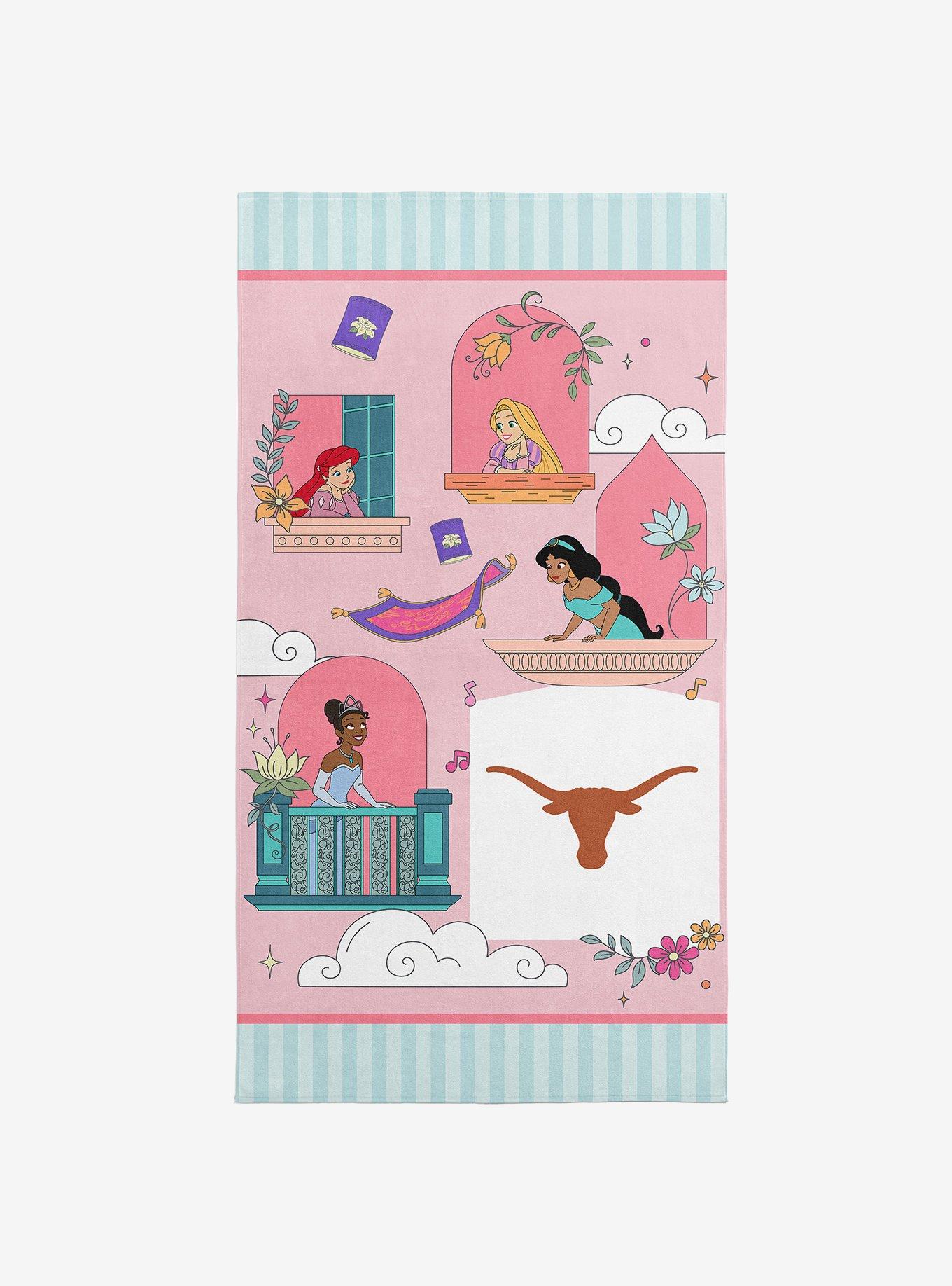 NCAA University of Texas Disney Princesses Window Scene Pink Microfiber Beach Towel