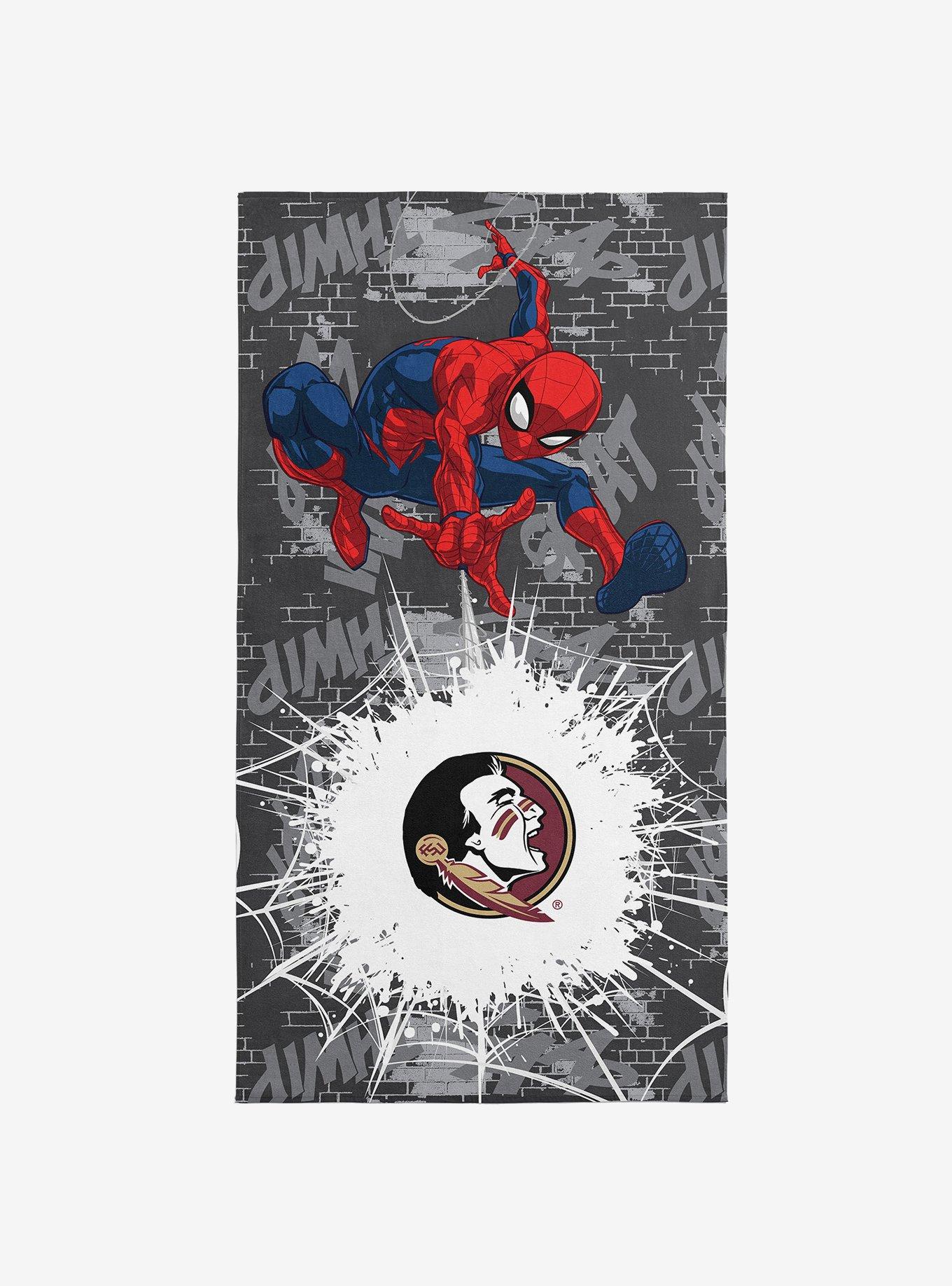 NCAA Florida State University Marvel Spider Man Web Core Grey Microfiber Beach Towel