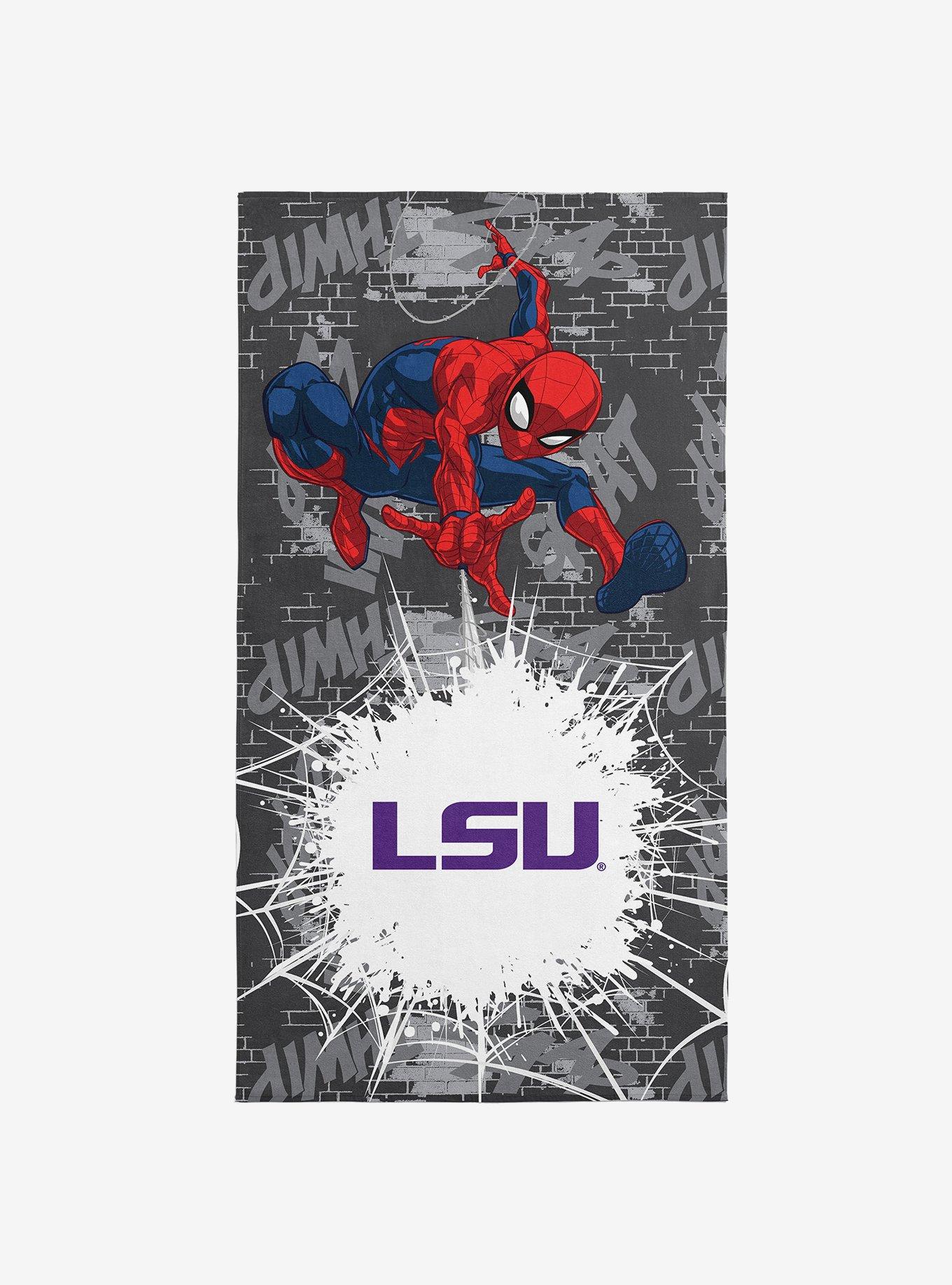 NCAA Louisiana State University Marvel Spider Man Web Core Grey Microfiber Beach Towel