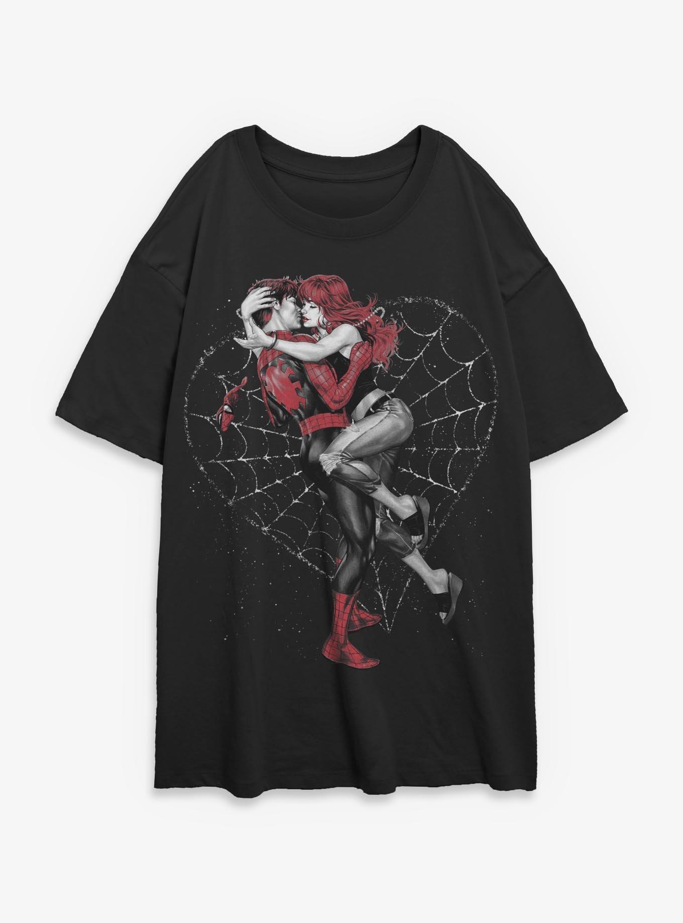 Marvel Spider-Man and Mary Jane Caught In Your Love Girls Oversized T-Shirt