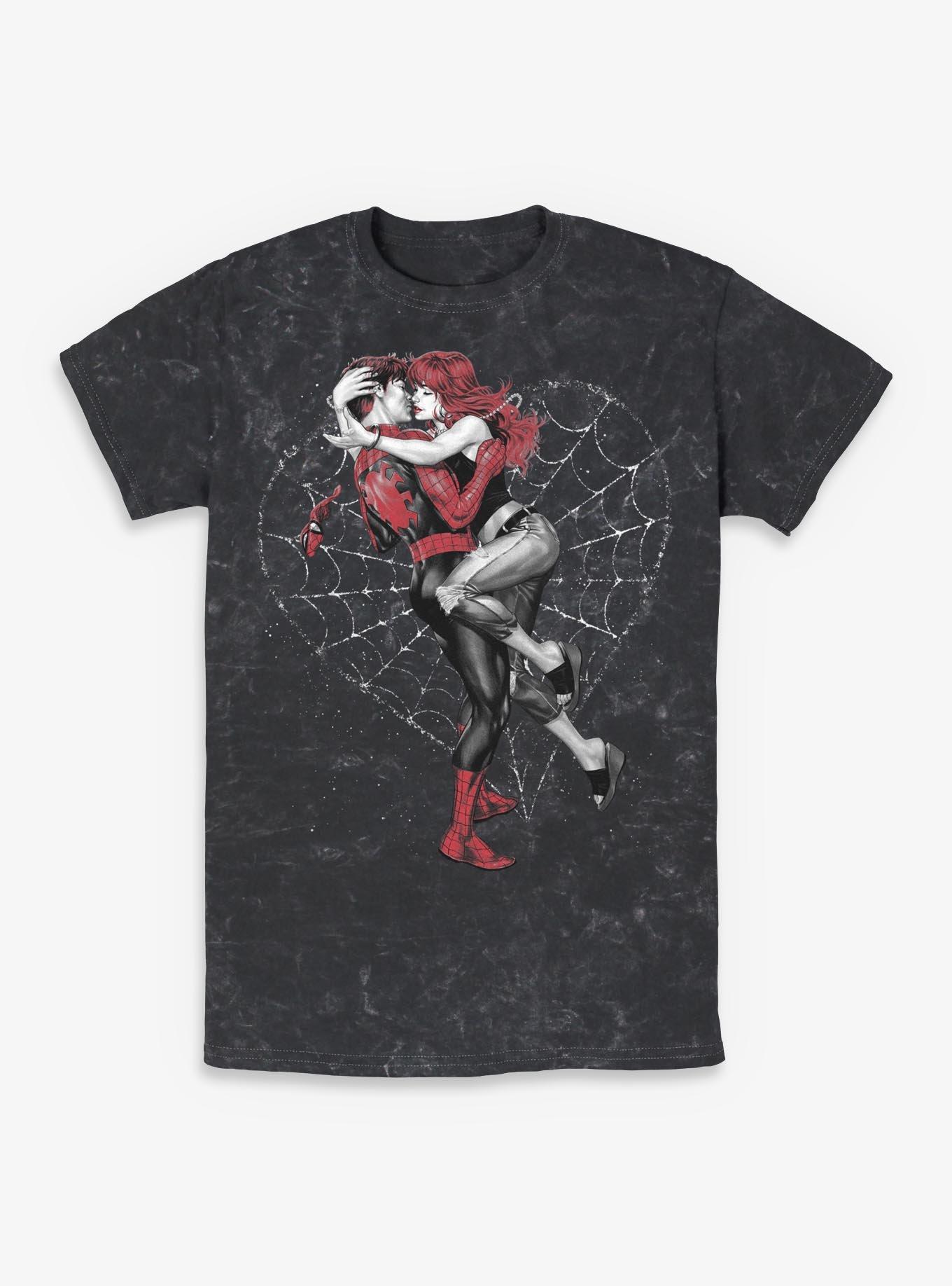 Marvel Spider-Man and Mary Jane Caught In Your Love Mineral Wash T-Shirt
