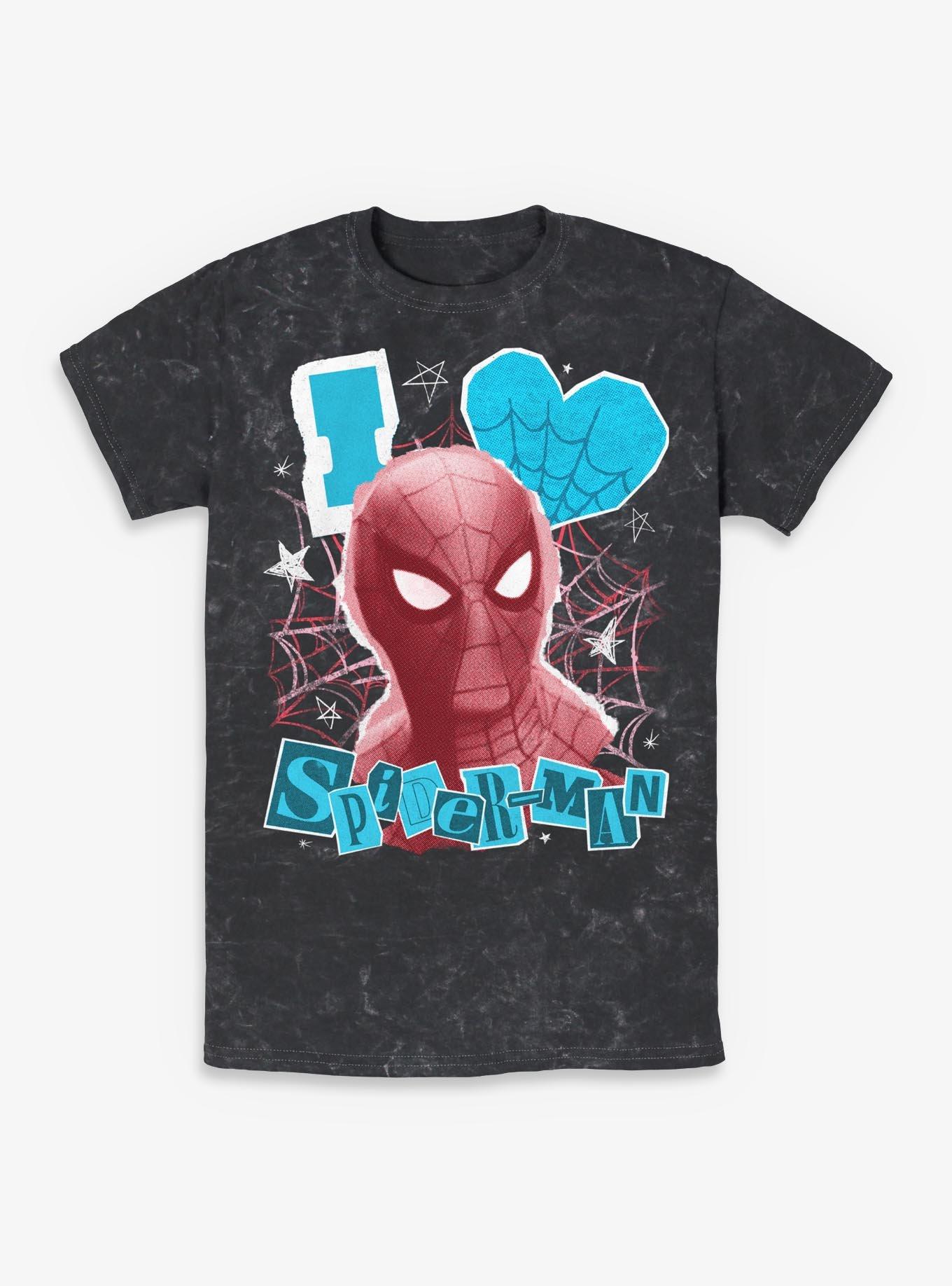 Marvel Spider-Man: Brand New Day Spider Love Mineral Wash T-Shirt, BLACK, hi-res view 1