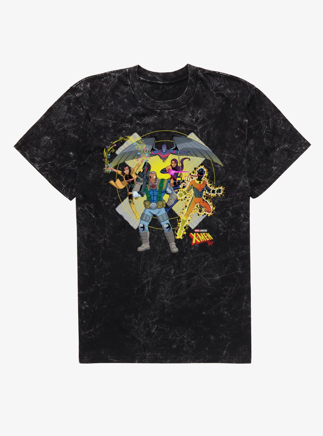 Marvel X-men 97 Burst Icon With Cable Jubilee And More Mineral Wash T-Shirt
