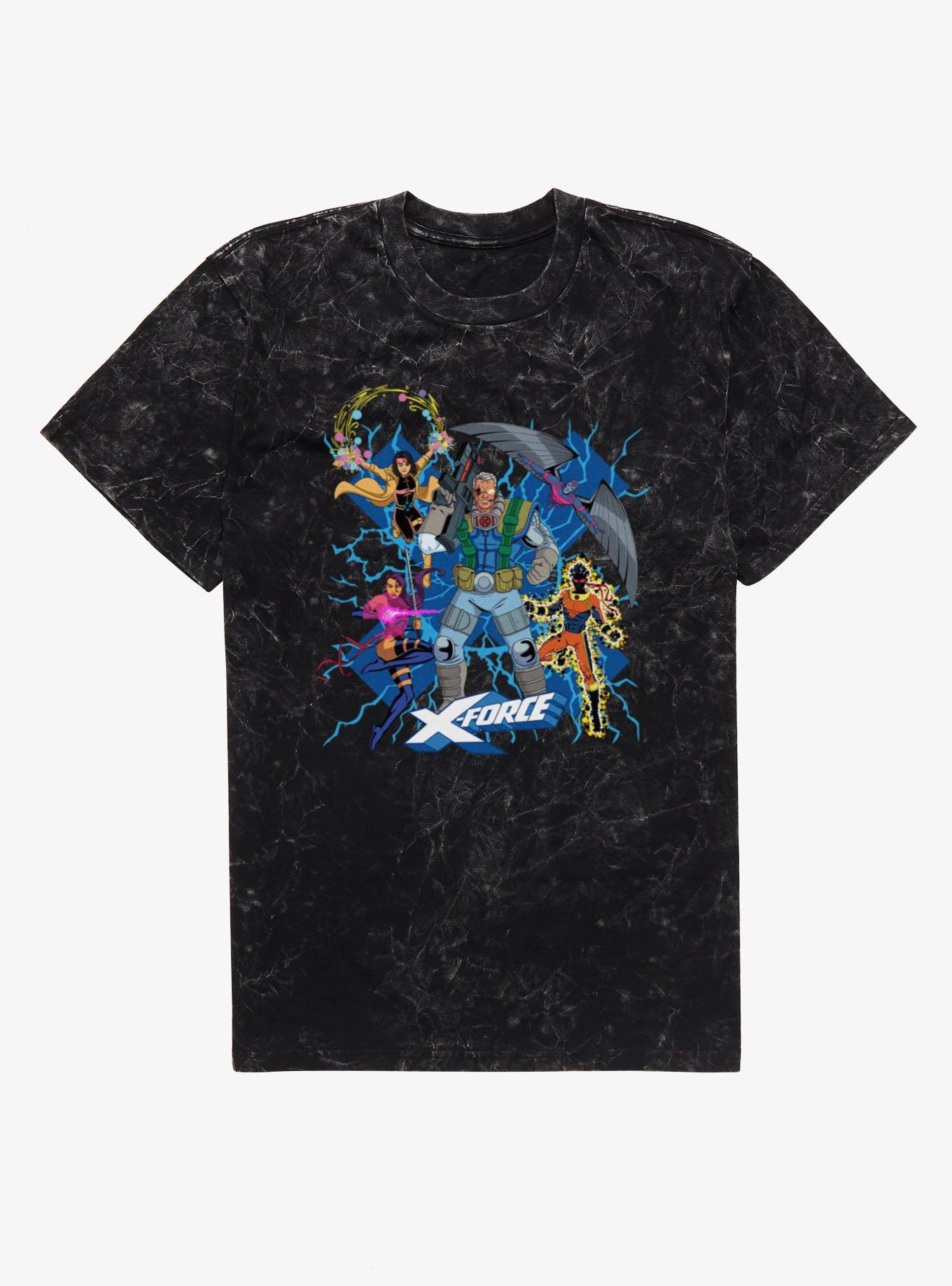 Marvel X-men 97 X-Force Electric Burst Team Group Mineral Wash T-Shirt
