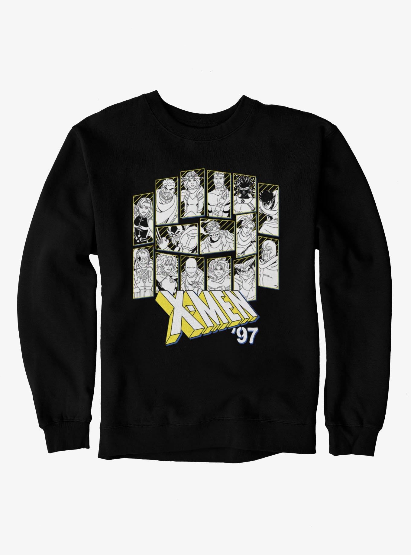 Marvel X-men 97 Character Outline Panels Black And Yellow Sweatshirt