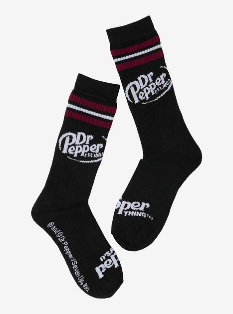 Dr Pepper Black Varsity Stripe Crew Socks | Hot Topic