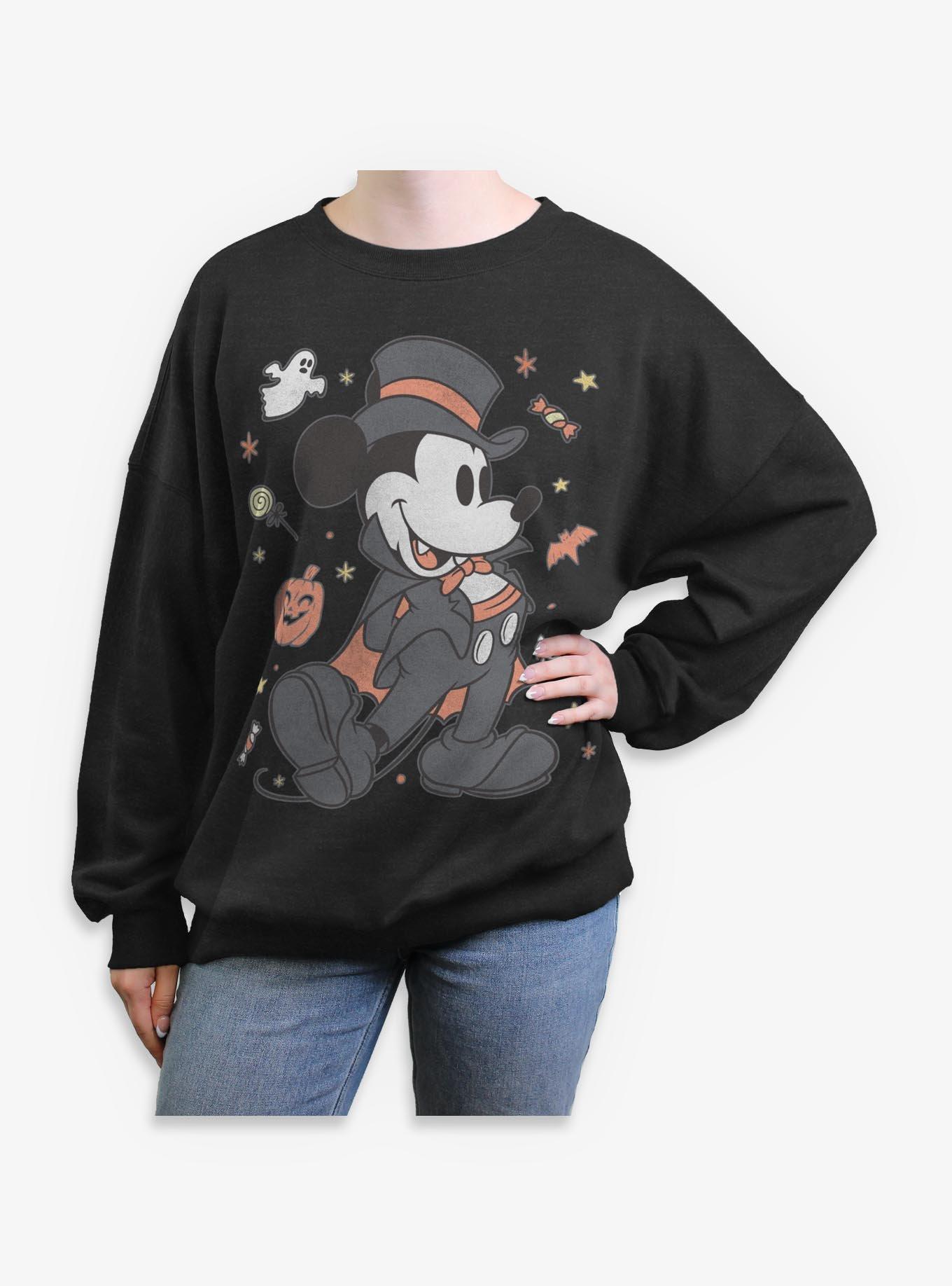 Disney Mickey Mouse Vampire Halloween Girls Oversized Sweatshirt, CHAR HTR, hi-res view 1