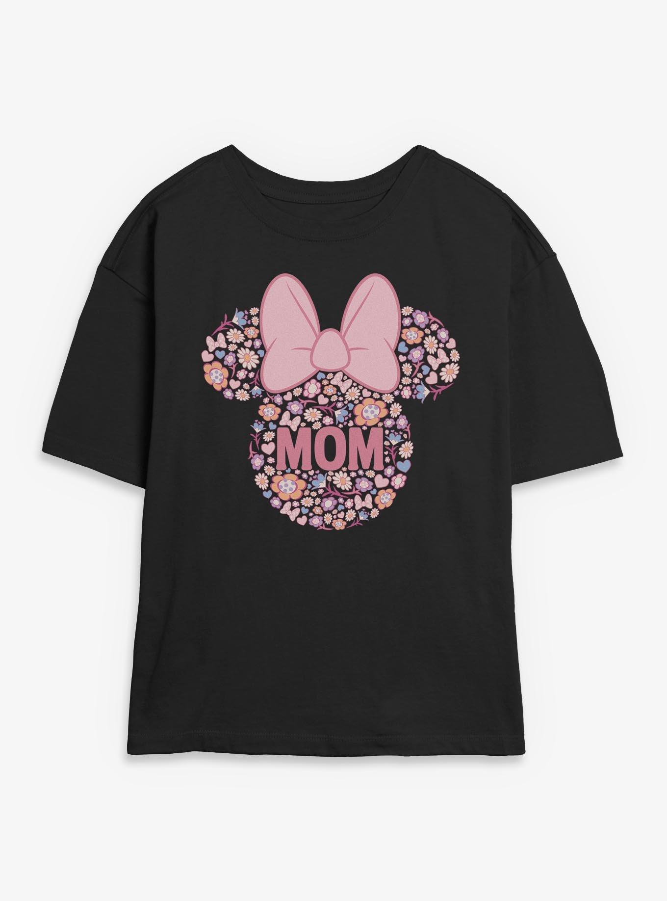 Disney Minnie Mouse Mom Floral Head Womens Skimmer T-Shirt