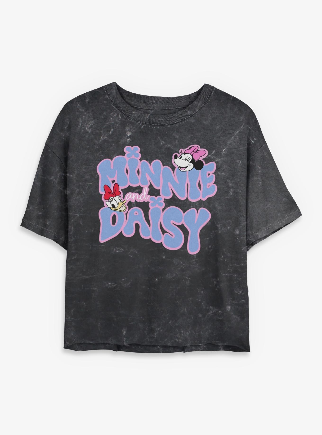 Disney Minnie Mouse And Daisy Groovy Text Mineral Wash Womens Crop T-Shirt