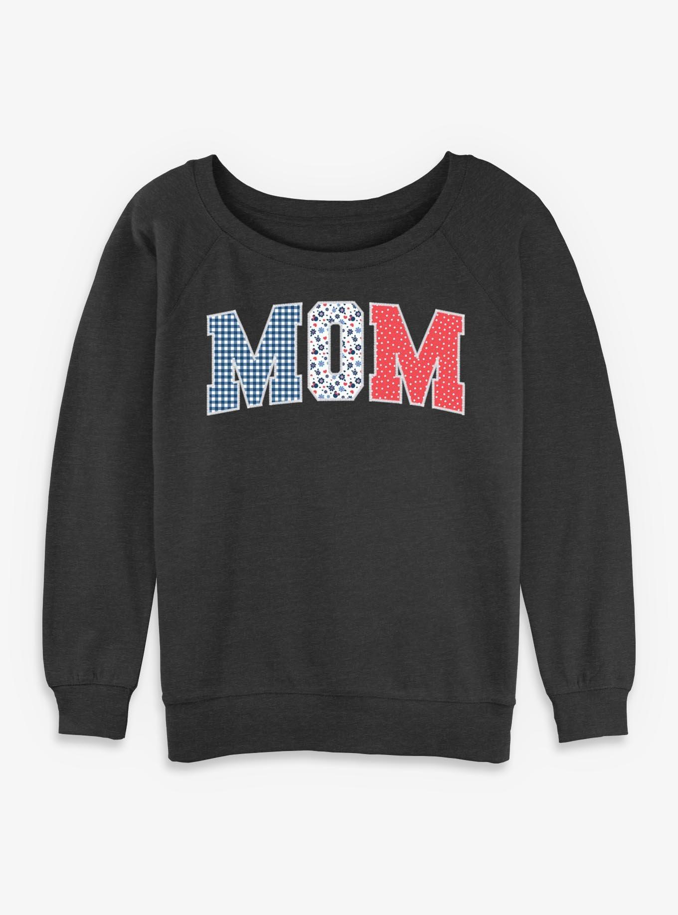 Disney Minnie Mouse Mom Collegiate Patterns Womens Slouchy Sweatshirt