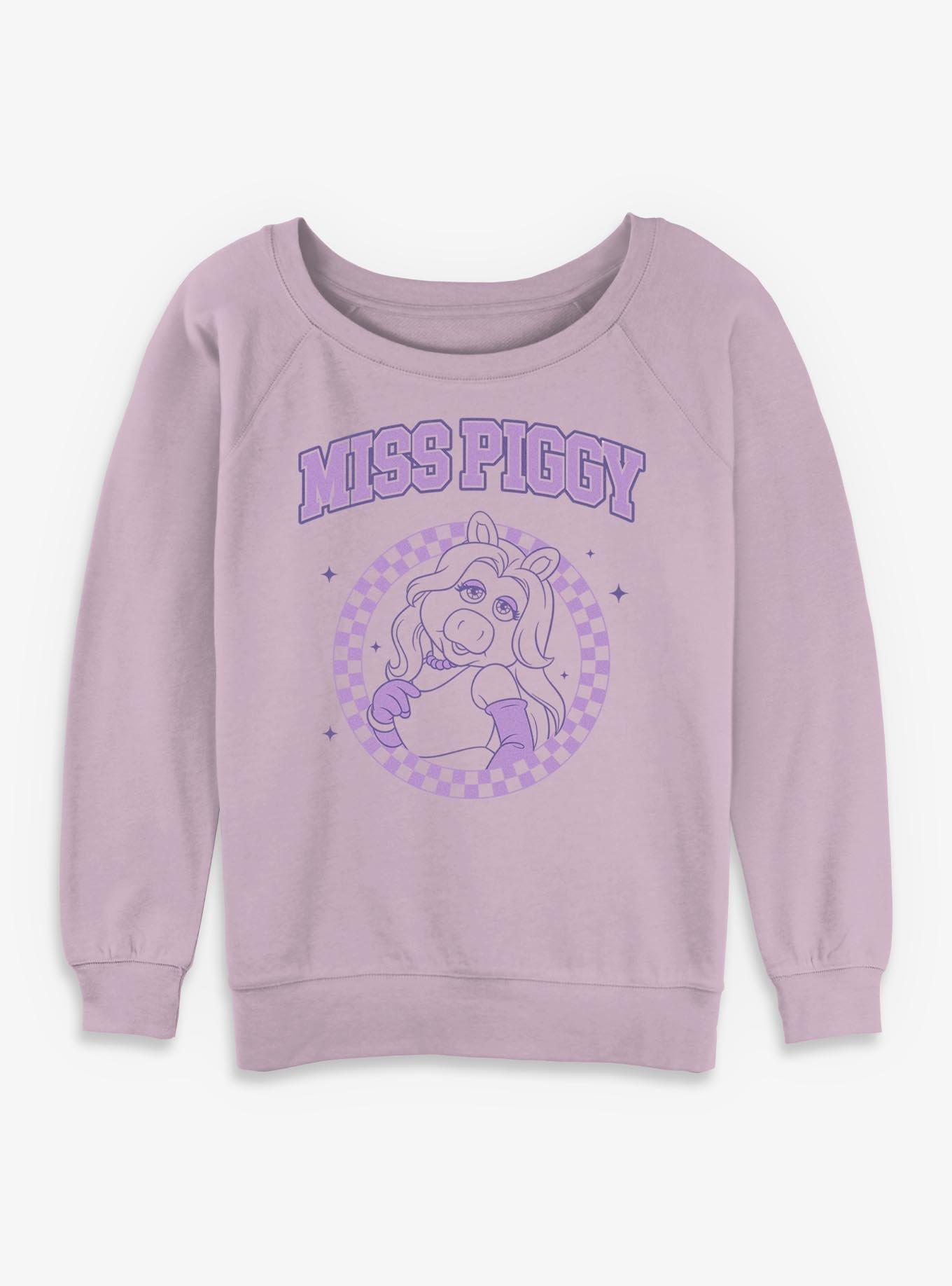 Disney The Muppets Miss Piggy Checkered Icon  Womens Slouchy Sweatshirt