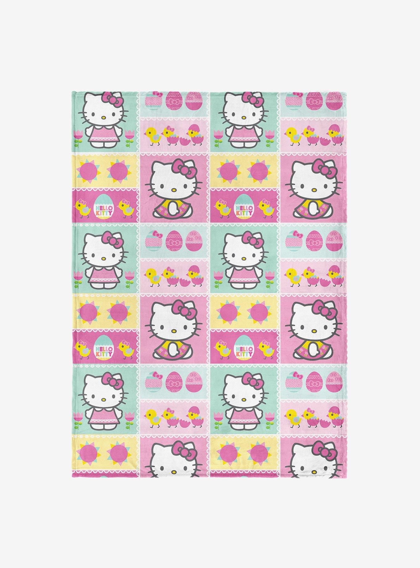Hello Kitty Easter Patchwork Kitty Silk Touch Throw Blanket