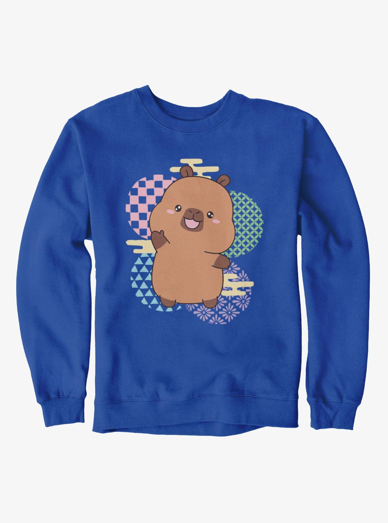 Capyfun Capybara Happy Wave Capy Sweatshirt, ROYAL, hi-res view 1