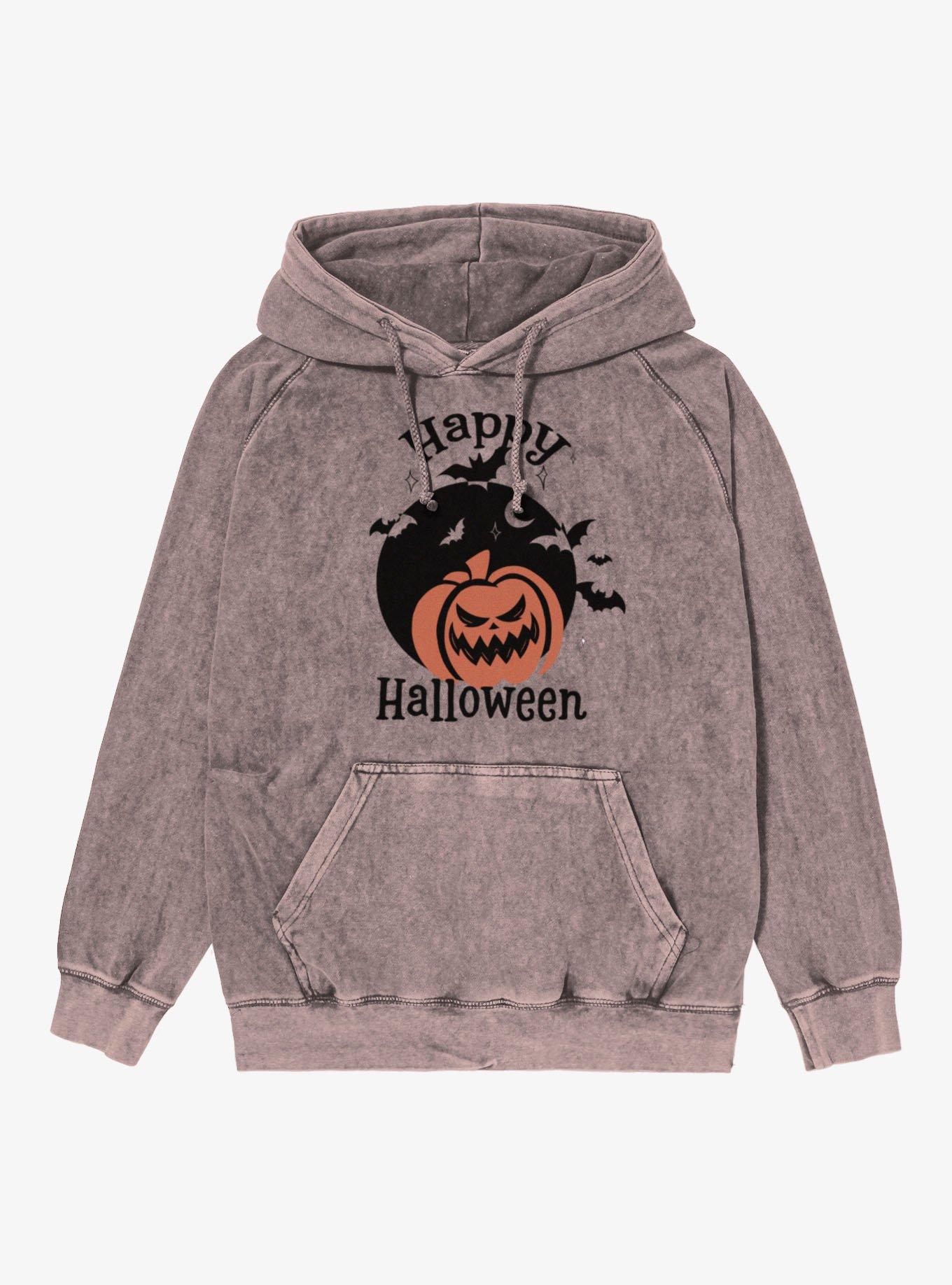 Happy Halloween Jack-O-Lantern Night Mineral Wash Hoodie