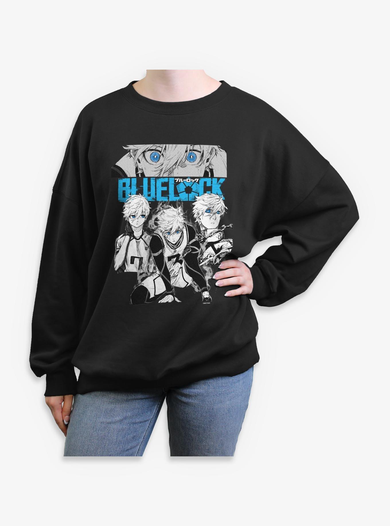 Blue Lock Lotsa Nagi Womens Oversized Sweatshirt - BLACK | BoxLunch