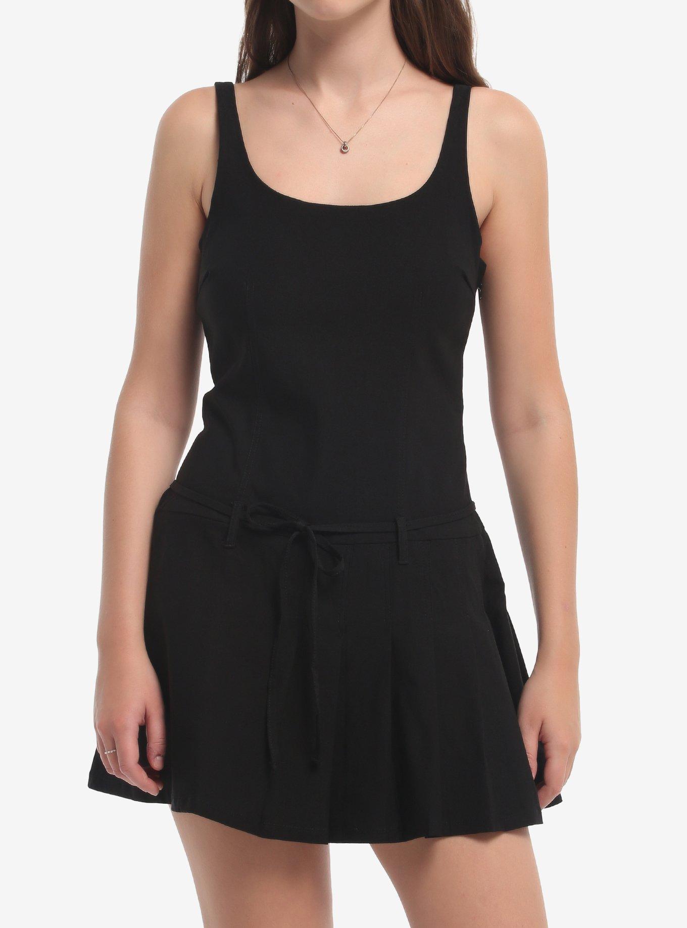 Black Waist Tie Skort Dress
