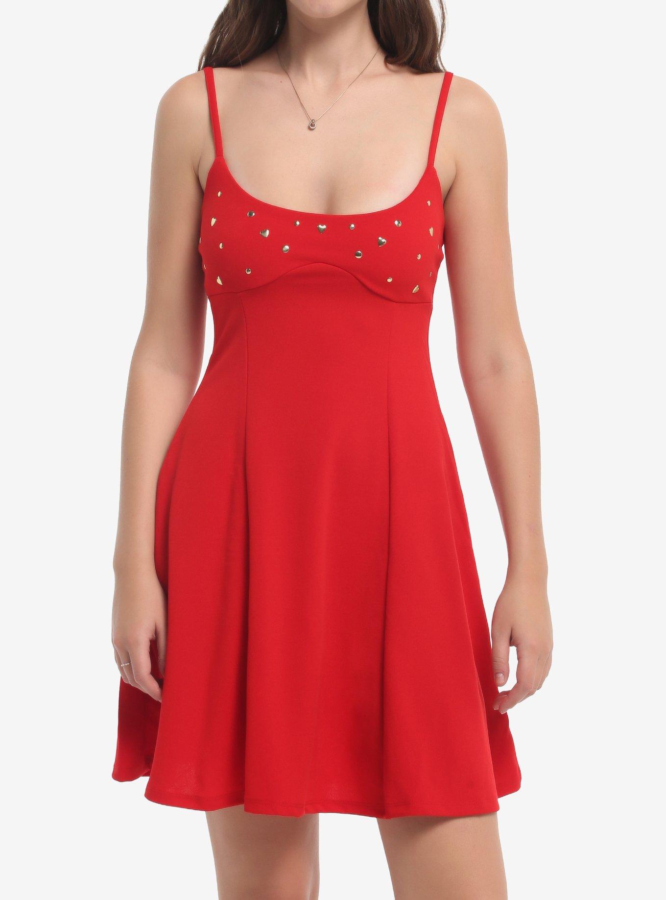 Red Heart Stud Cami Dress