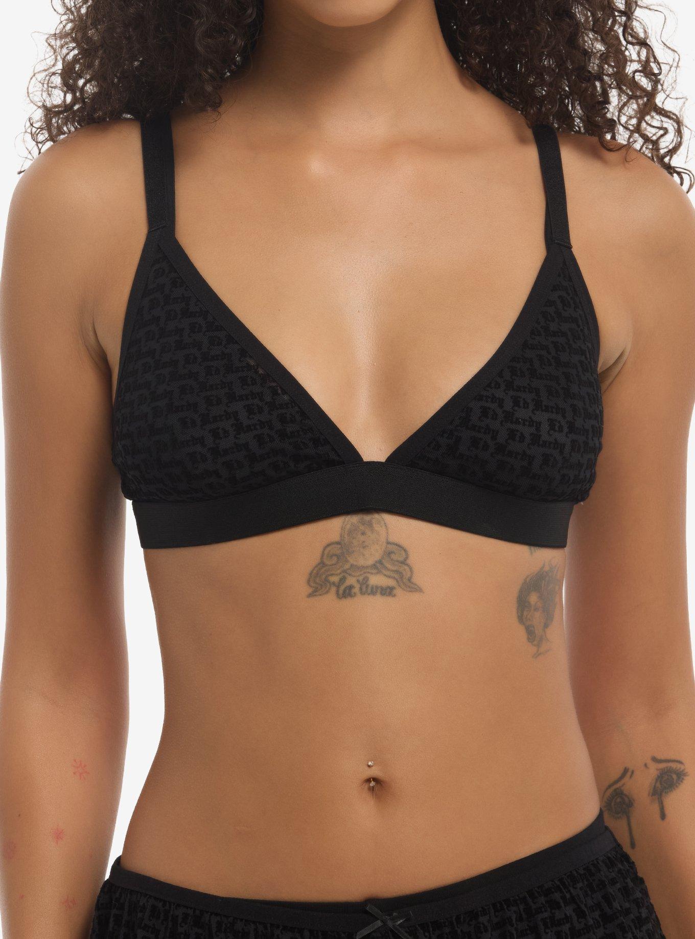 Ed Hardy Velour Logo Mesh Bralette